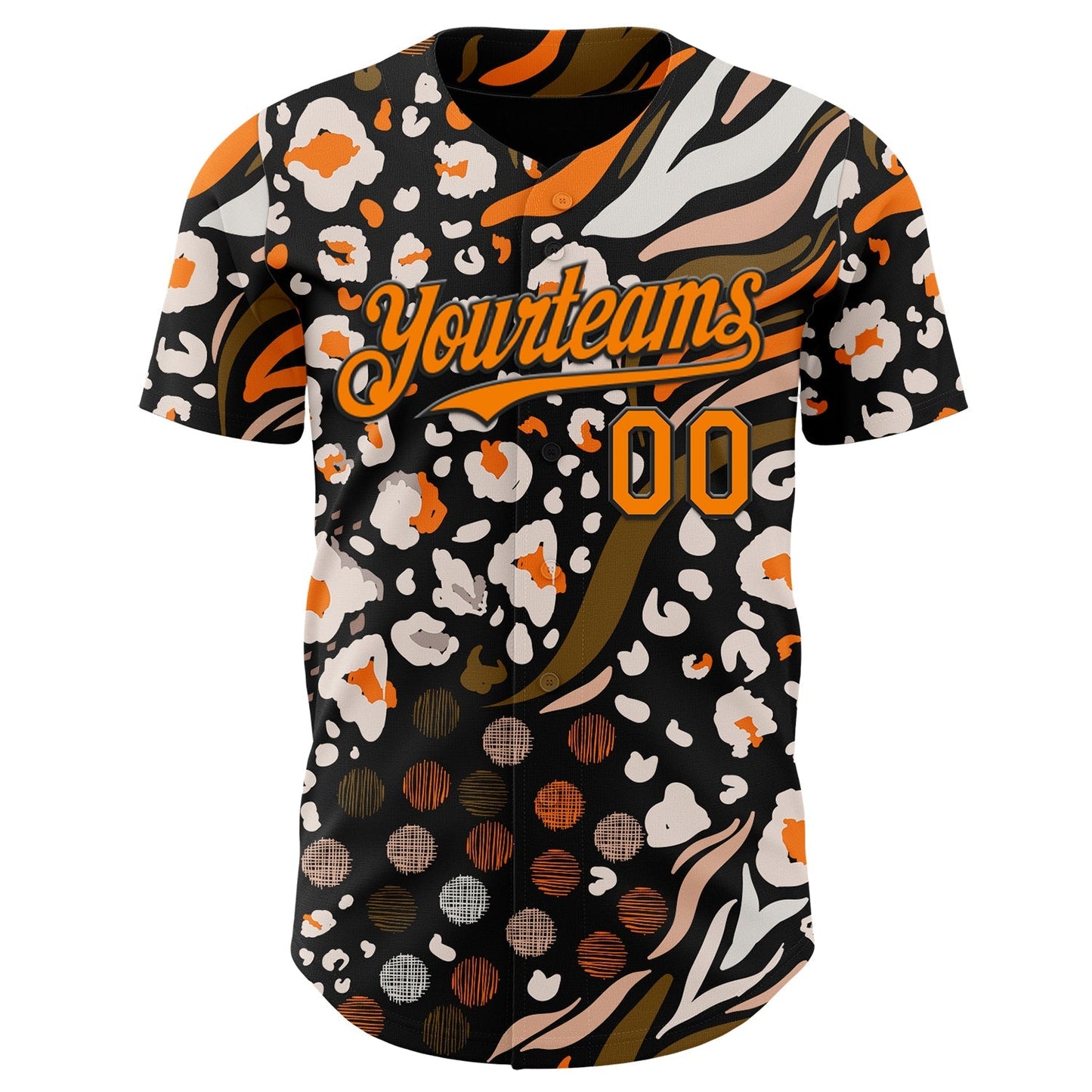 Custom Black Bay Orange-White Leopard Print Tiger Stripe Authentic Baseball Jersey baseball jersey product view 2