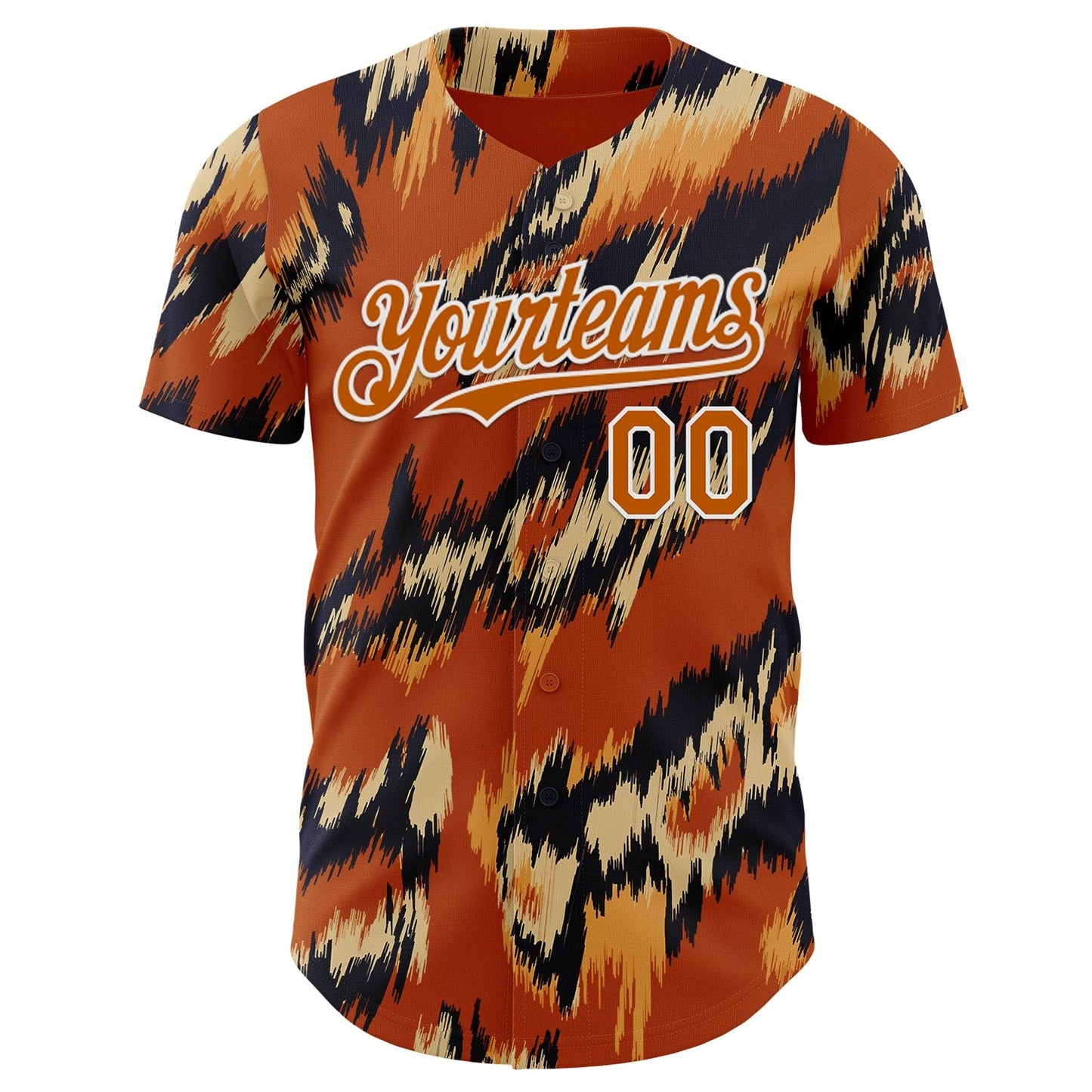 Custom Texas Orange Black-White Leopard Print Authentic Baseball Jersey baseball jersey product view 2
