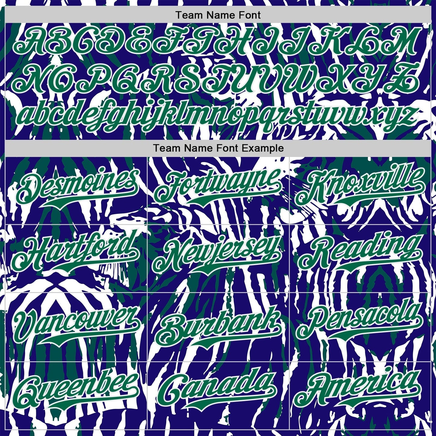 Custom Blue Kelly Green-White Tiger Stripe Print Authentic Baseball Jersey baseball jersey product view 4