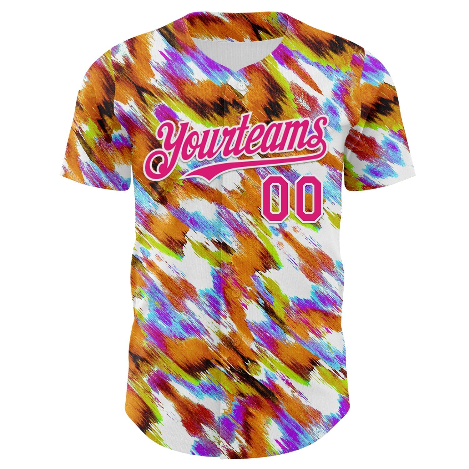 Custom Orange Hot Pink-White Leopard Print Authentic Baseball Jersey baseball jersey product view 2