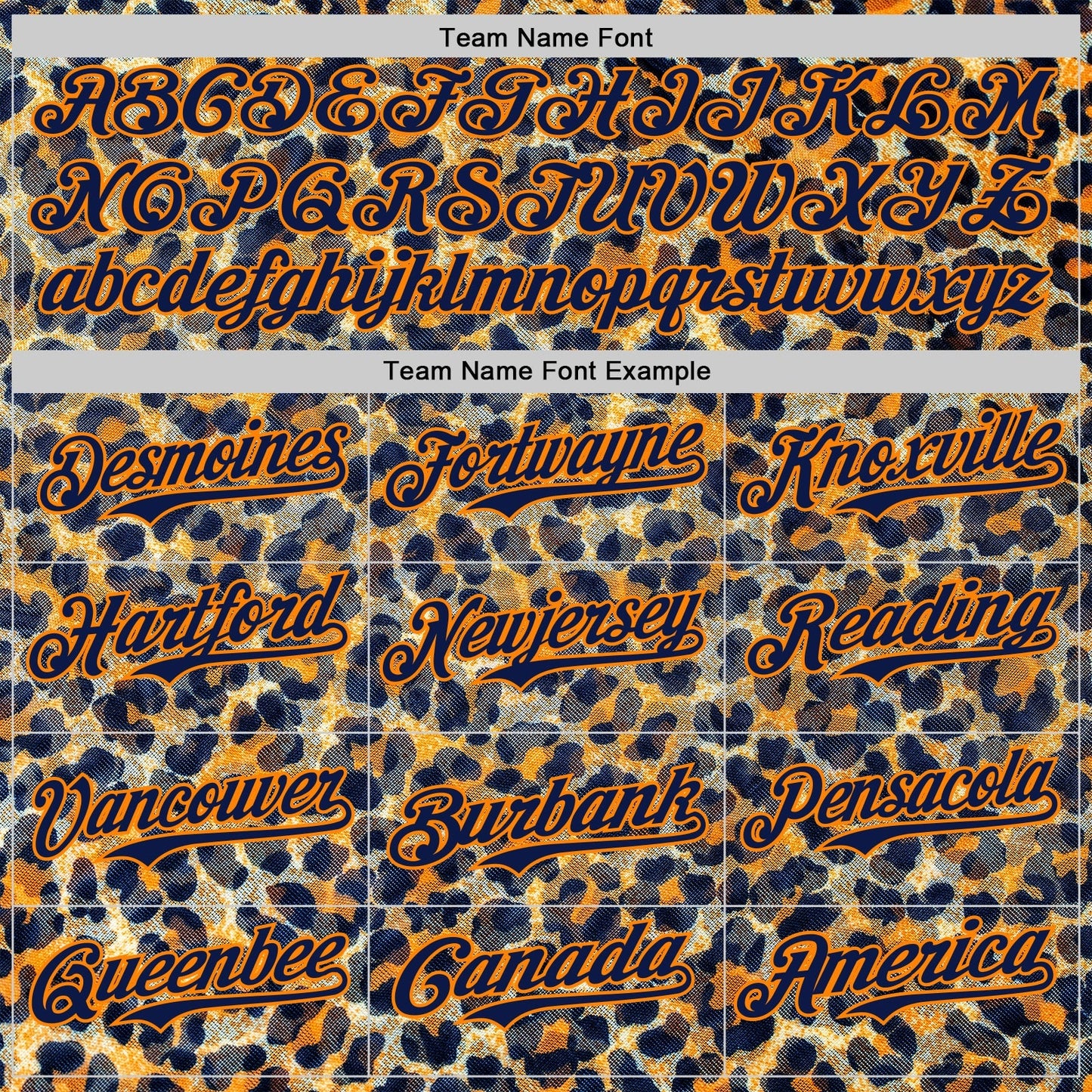 Custom Blue Navy-Bay Orange Leopard Print Authentic Baseball Jersey baseball jersey product view 4