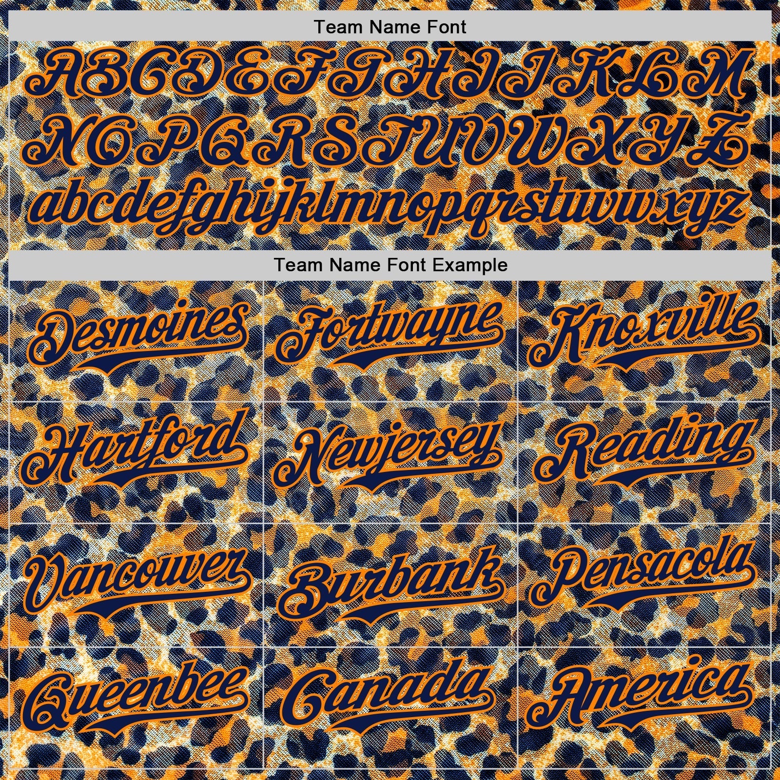 Custom Blue Navy-Bay Orange Leopard Print Authentic Baseball Jersey baseball jersey product view 4