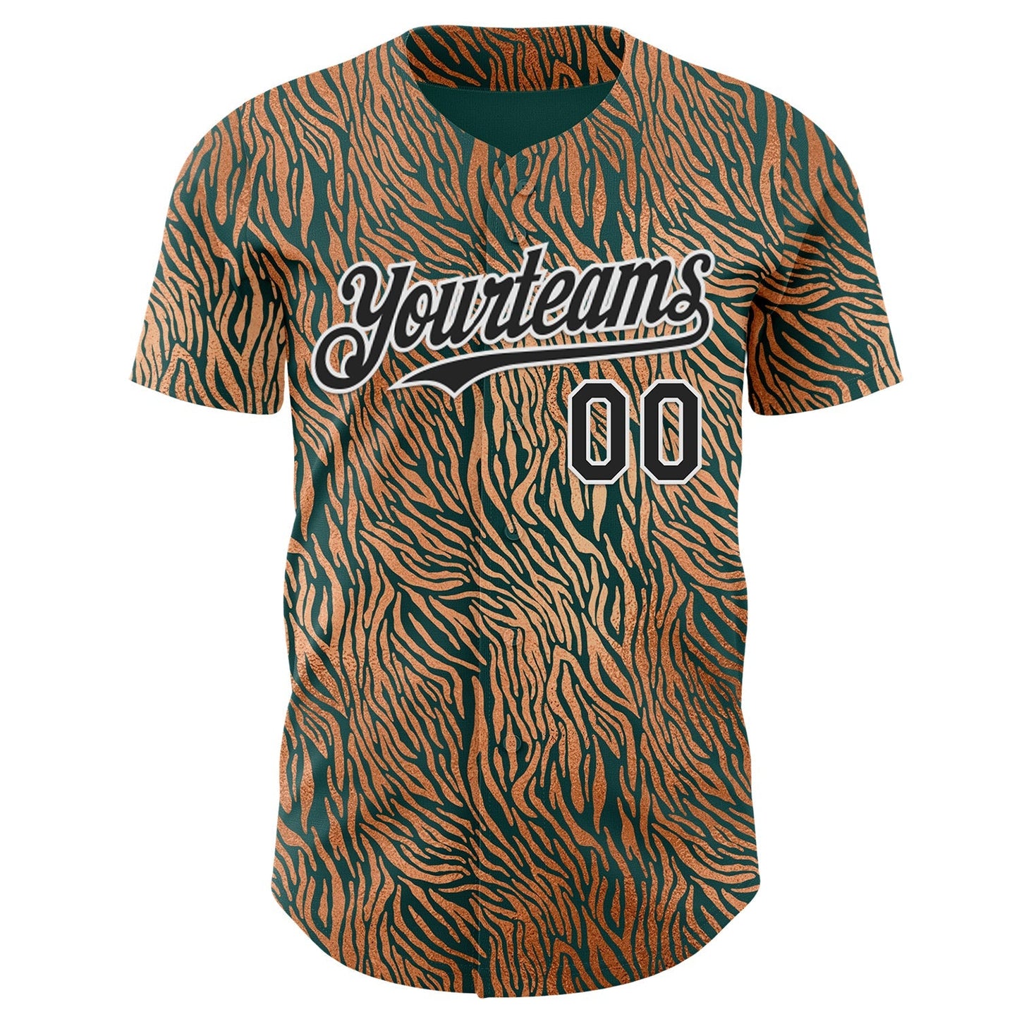 Custom Brown Black Green-White Zebra Stripe Print Authentic Baseball Jersey baseball jersey product view 2