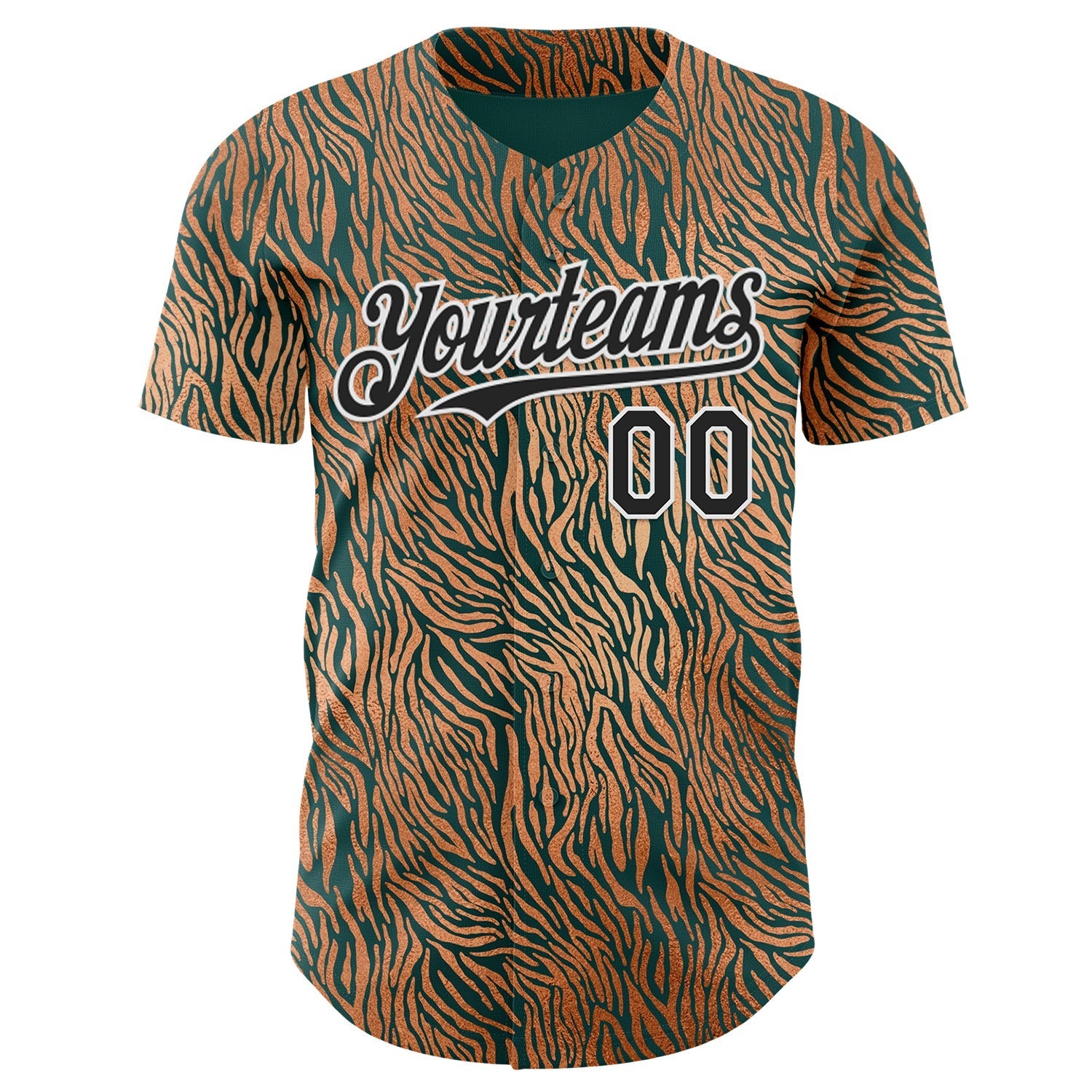 Custom Brown Black Green-White Zebra Stripe Print Authentic Baseball Jersey baseball jersey product view 2