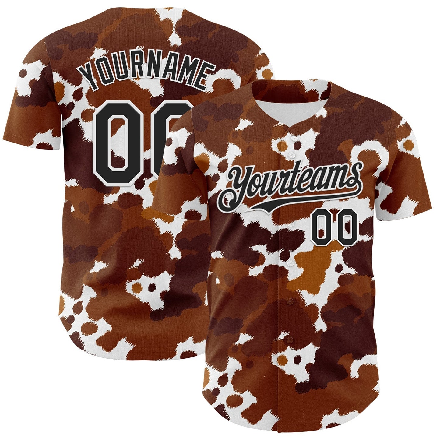 Custom Brown Black-White Leopard Print Authentic Baseball Jersey baseball jersey product view 1