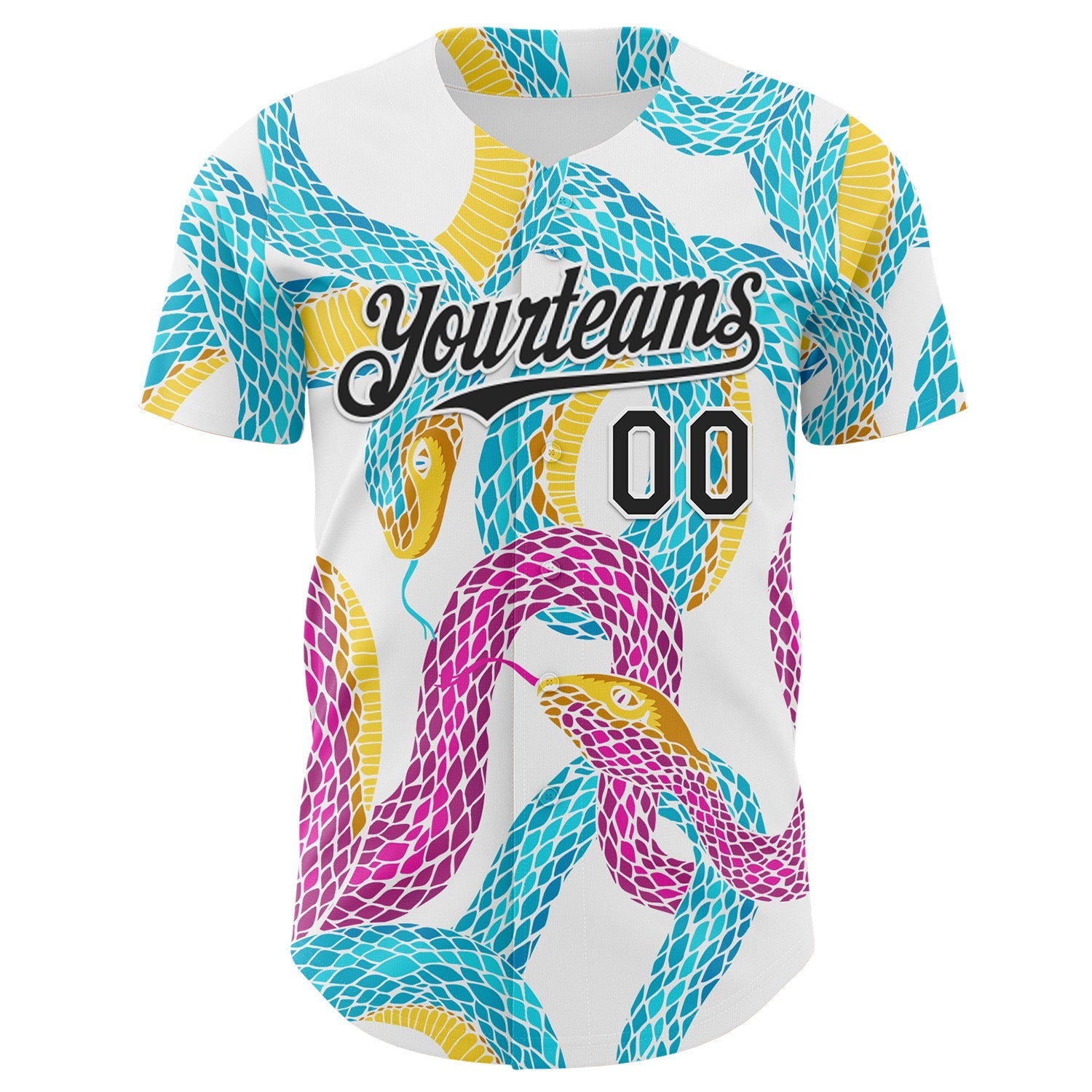 Custom White-Black Animal Snake Skin Authentic Baseball Jersey baseball jersey product view 2