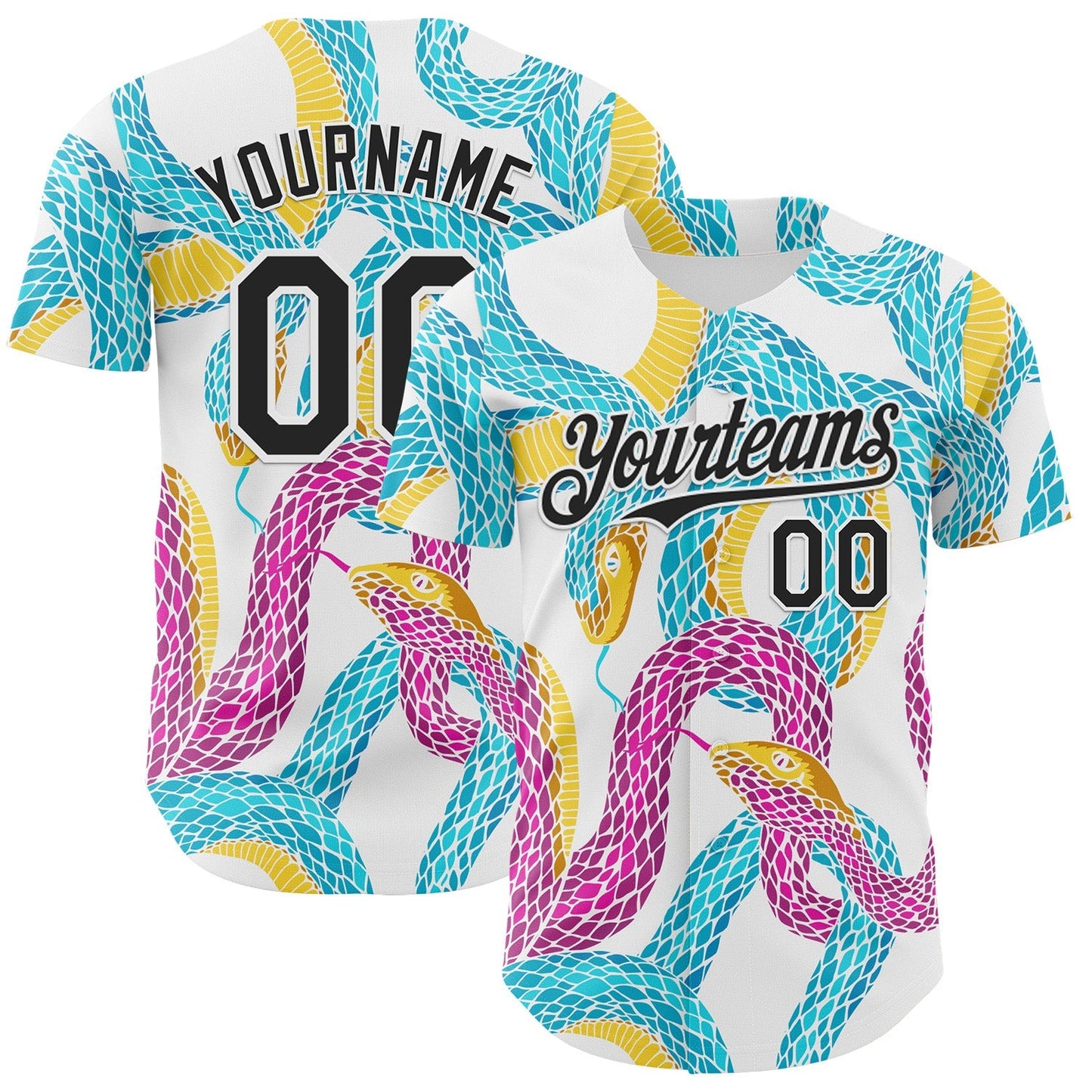 Custom White-Black Animal Snake Skin Authentic Baseball Jersey baseball jersey product view 1