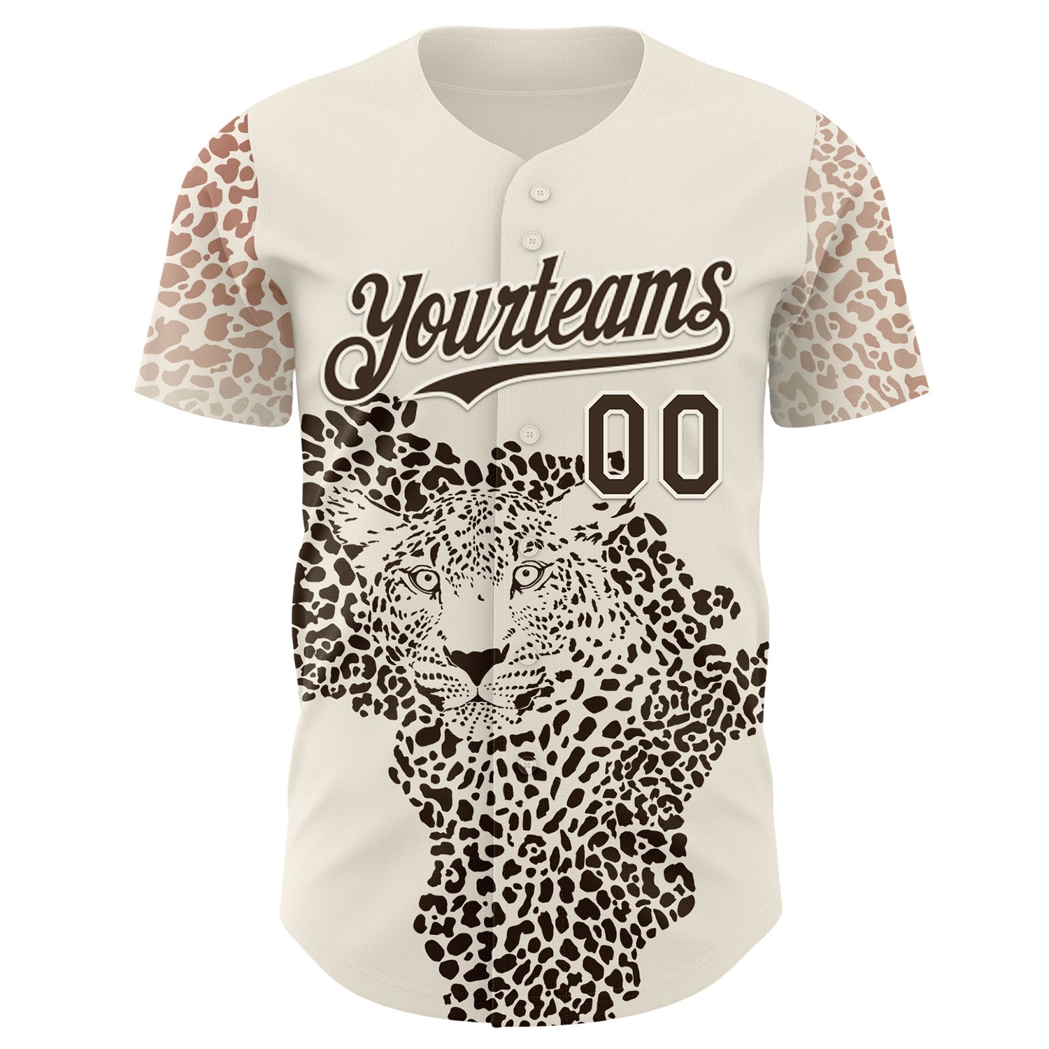 Custom Cream-Brown Leopard Print Authentic Baseball Jersey baseball jersey product view 2