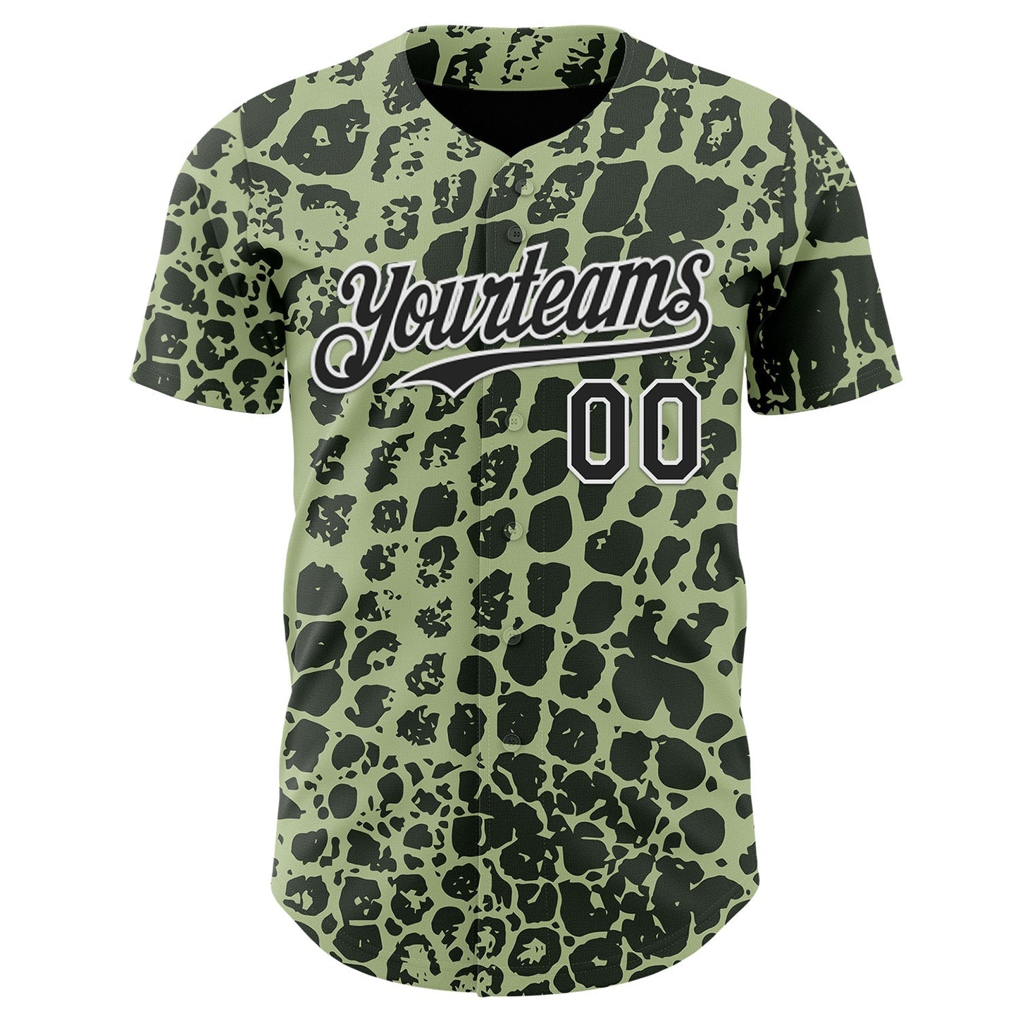 Custom Green Black-White Crocodile Skin Authentic Baseball Jersey baseball jersey product view 2
