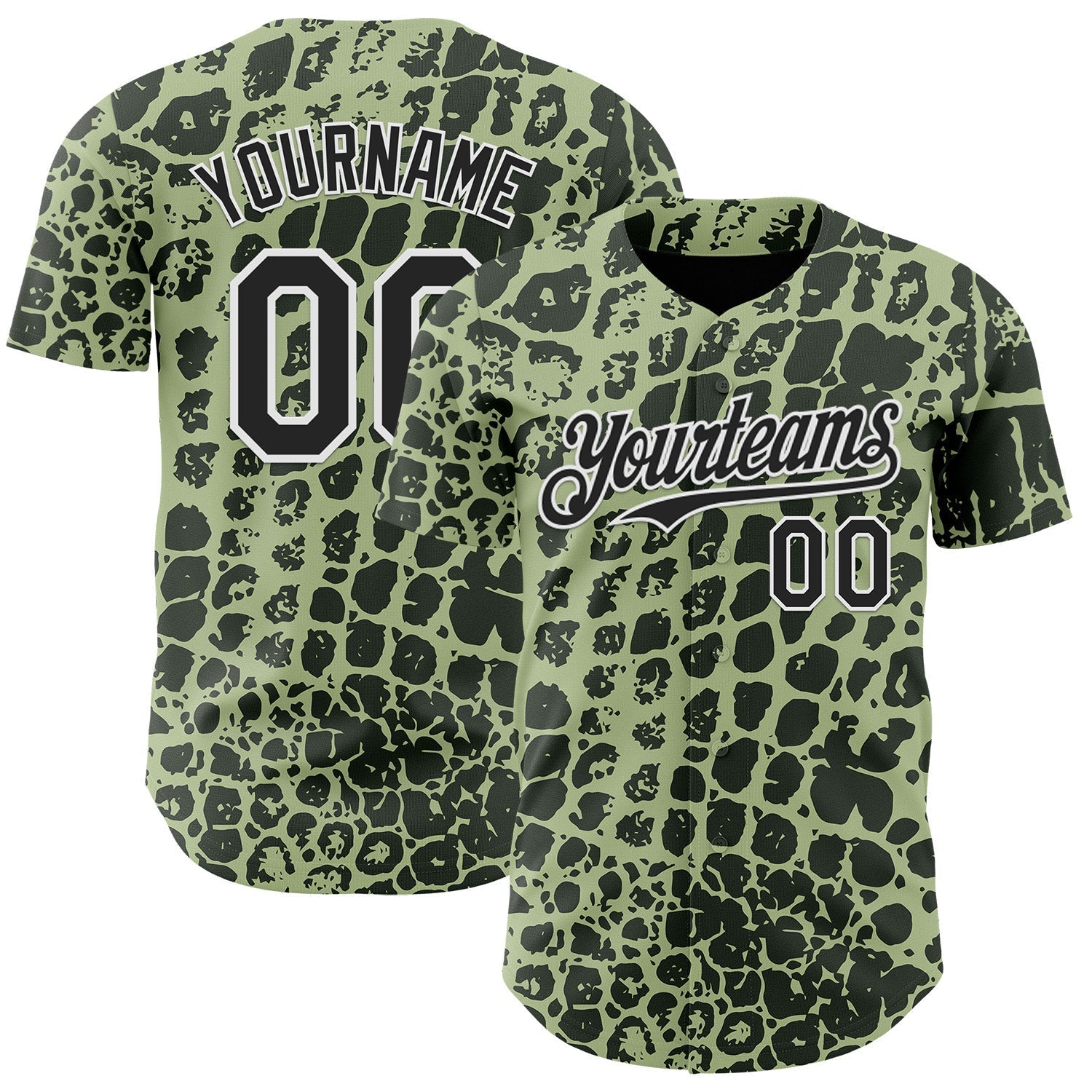 Custom Green Black-White Crocodile Skin Authentic Baseball Jersey baseball jersey product view 1