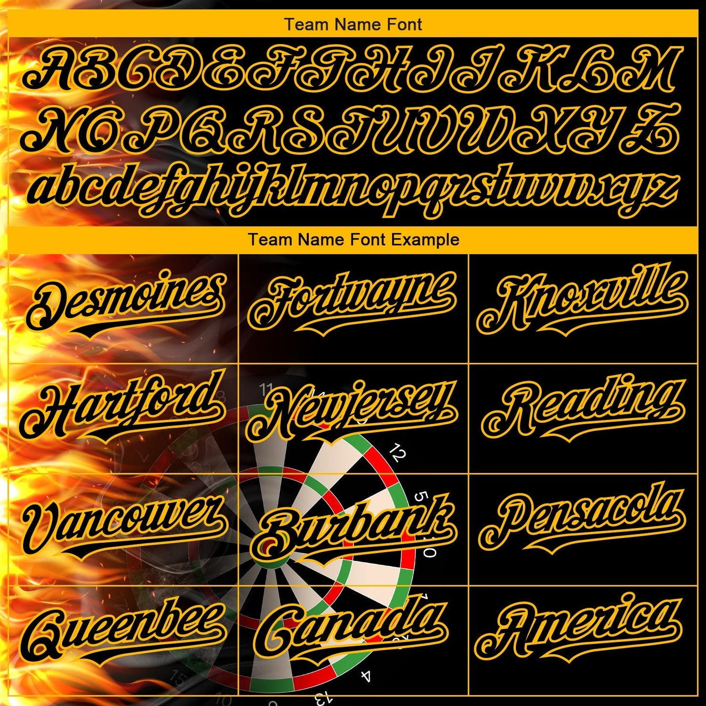 Custom Black Gold 3D Pattern Design Fiery Dart Board Authentic Baseball Jersey baseball jersey product view 4