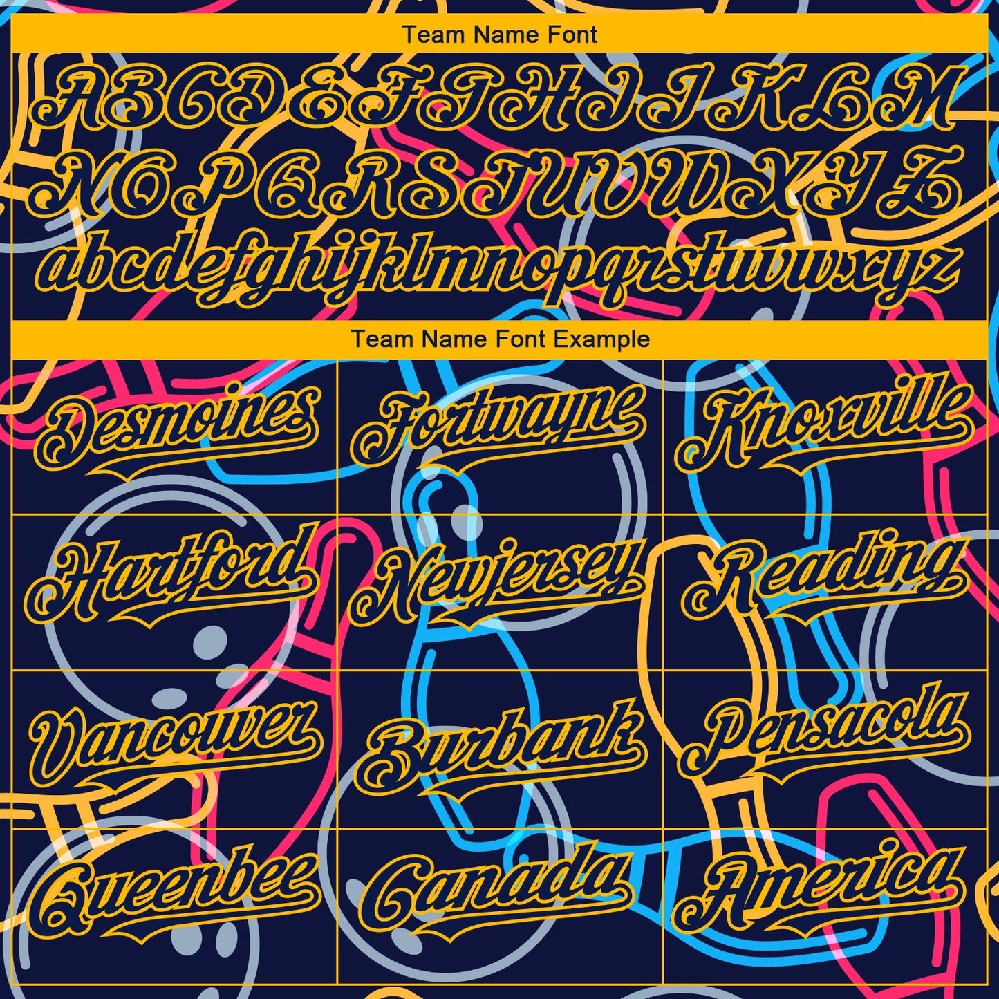 Custom Navy Gold 3D Pattern Design Bowling Authentic Baseball Jersey baseball jersey product view 4