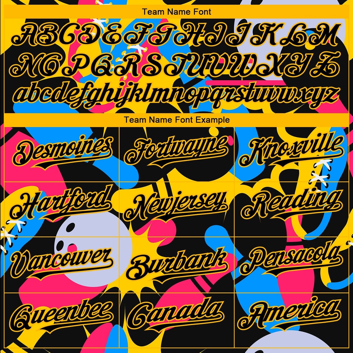 Custom Black Yellow 3D Pattern Design Bowling Authentic Baseball Jersey baseball jersey product view 4