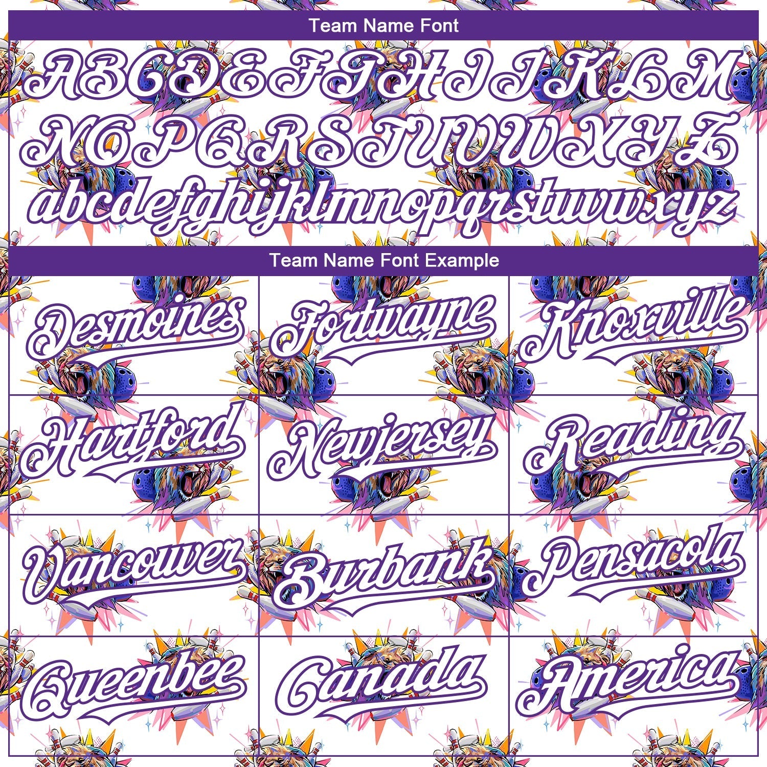 Custom White Purple 3D Pattern Design Growling Lion Among The Bowling Authentic Baseball Jersey baseball jersey product view 4