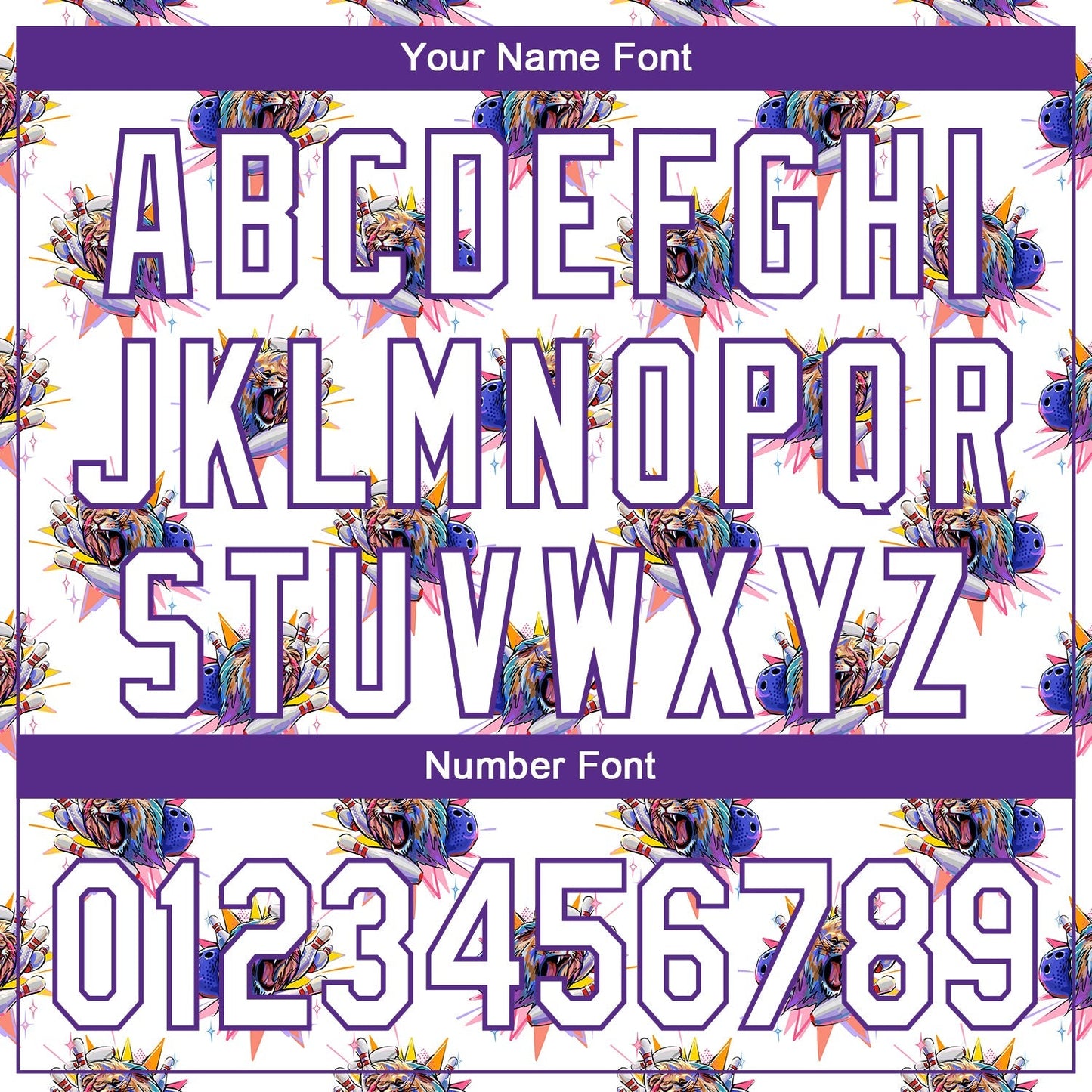 Custom White Purple 3D Pattern Design Growling Lion Among The Bowling Authentic Baseball Jersey baseball jersey product view 5