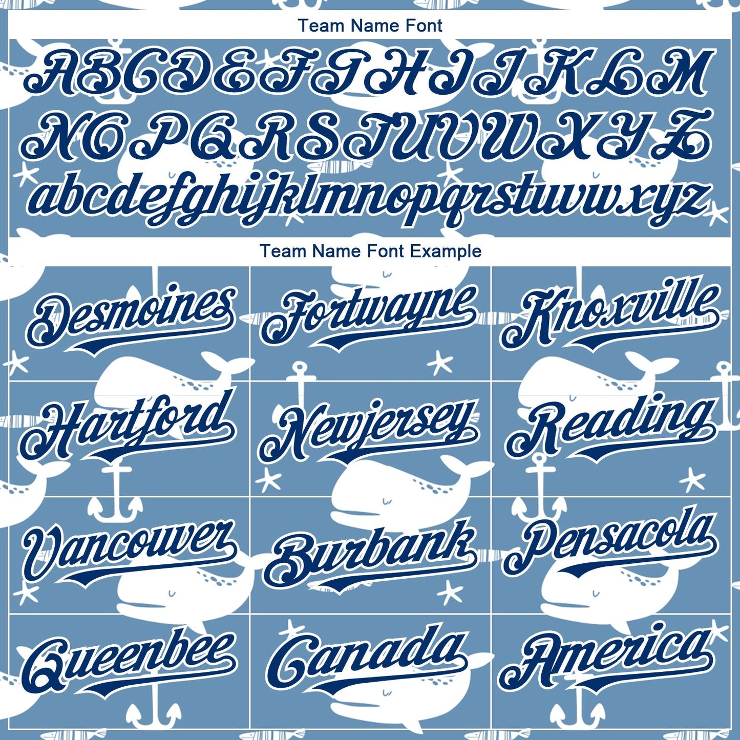 Custom Light Blue US Navy Blue-White 3D Pattern Design Whale Authentic Baseball Jersey baseball jersey product view 4
