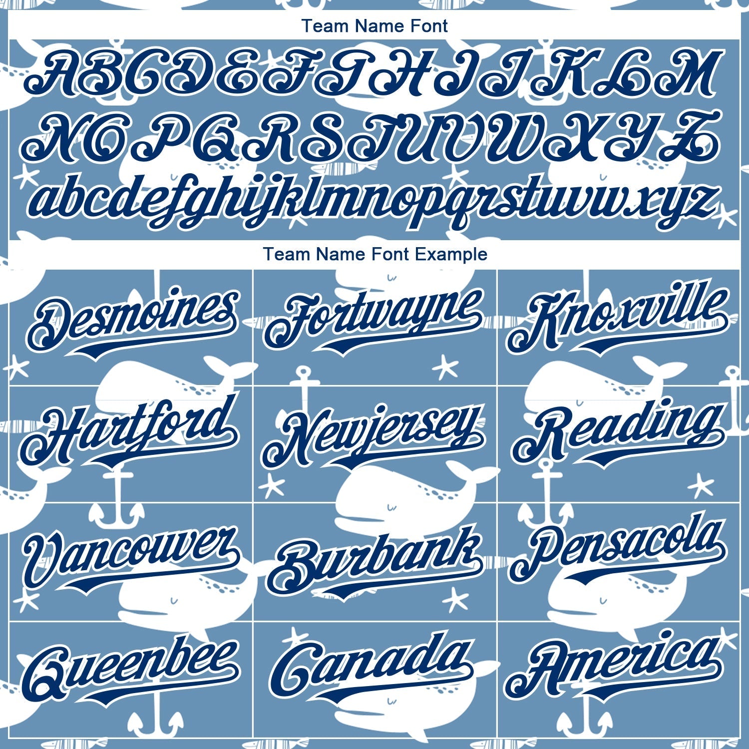 Custom Light Blue US Navy Blue-White 3D Pattern Design Whale Authentic Baseball Jersey baseball jersey product view 4