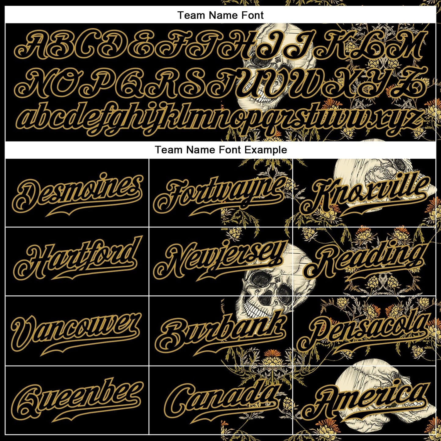 Custom Black Old Gold 3D Plant And Skull Fashion Authentic Baseball Jersey baseball jersey product view 4