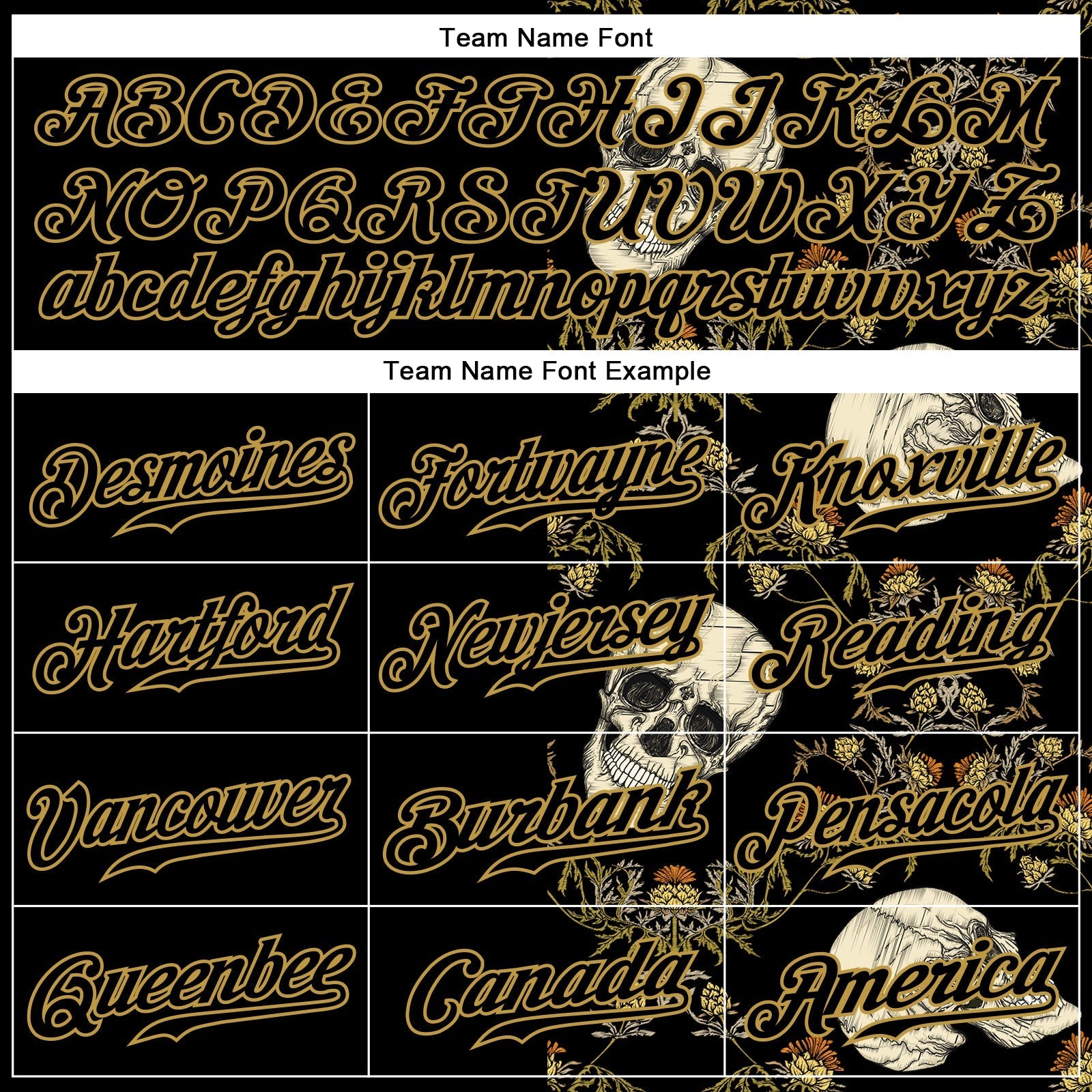 Custom Black Old Gold 3D Plant And Skull Fashion Authentic Baseball Jersey baseball jersey product view 4