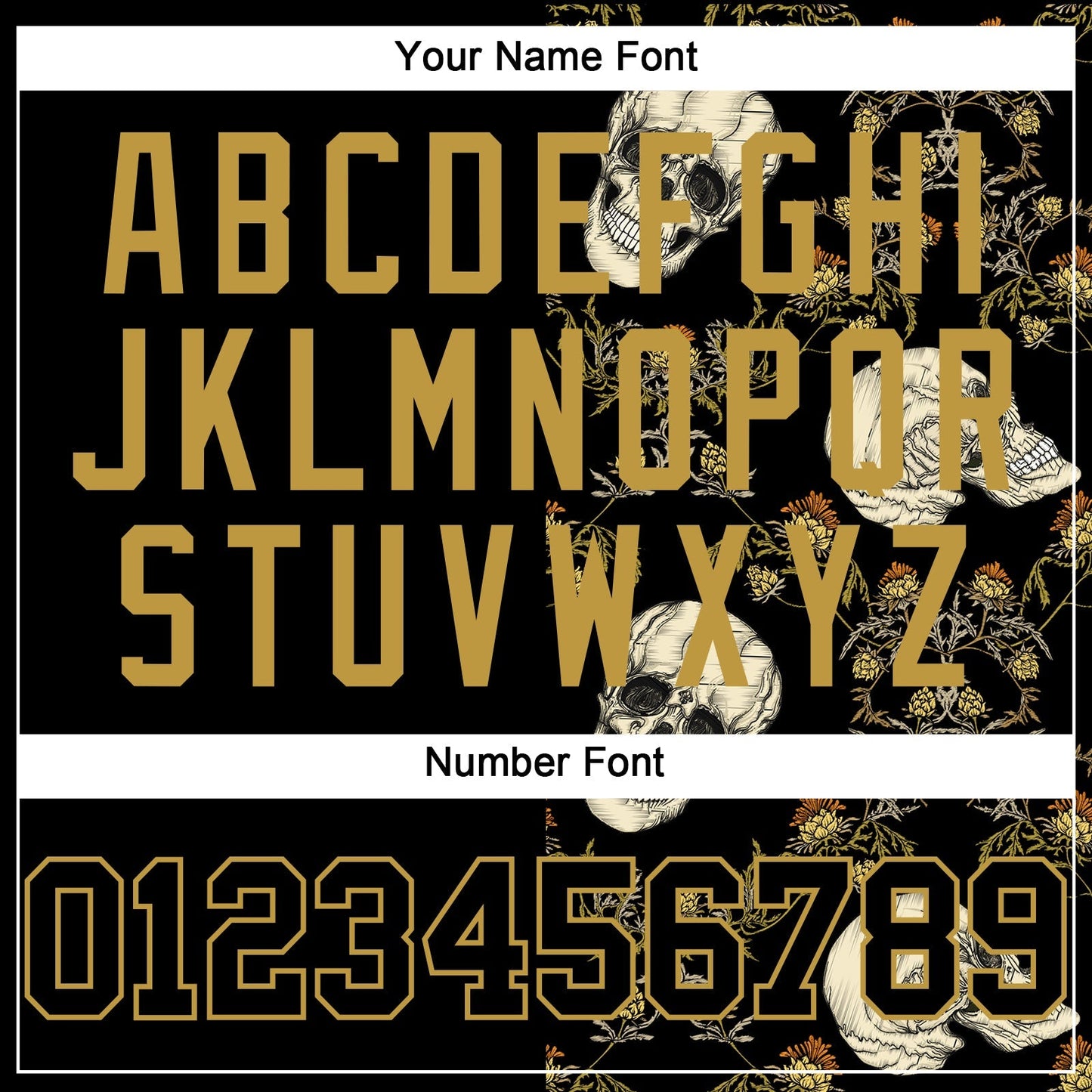 Custom Black Old Gold 3D Plant And Skull Fashion Authentic Baseball Jersey baseball jersey product view 5