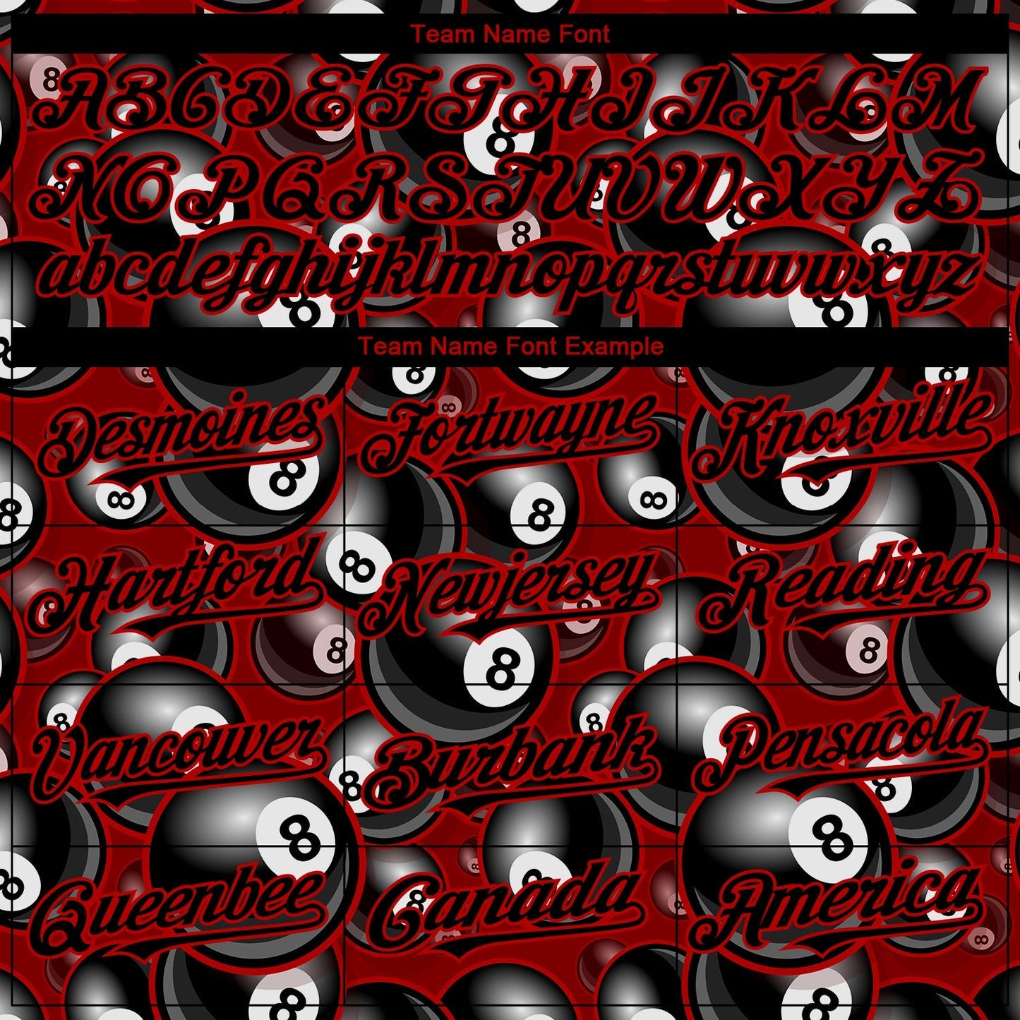 Custom Red Black 3D Pattern Design Billiards Snooker 8 Ball Authentic Baseball Jersey baseball jersey product view 4