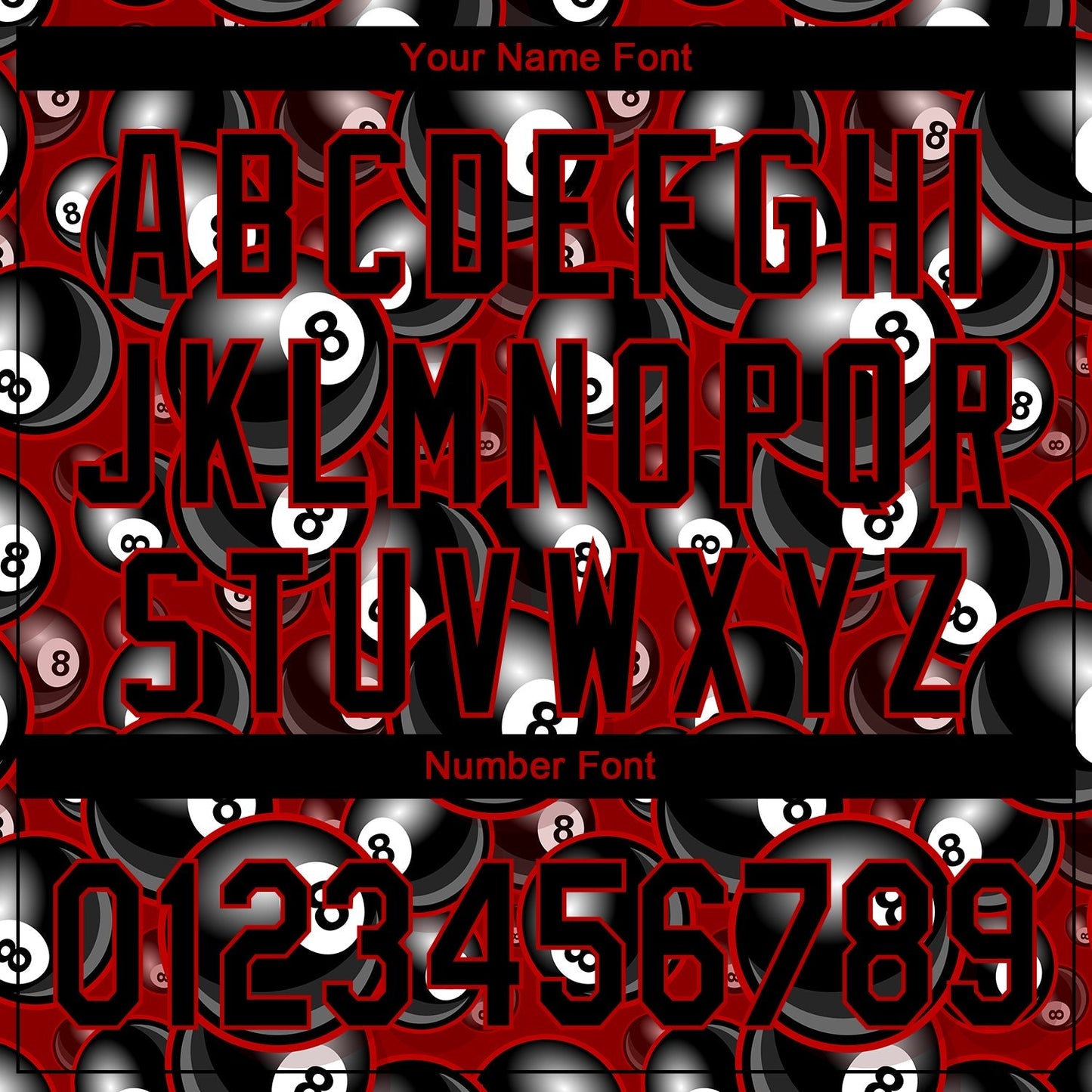 Custom Red Black 3D Pattern Design Billiards Snooker 8 Ball Authentic Baseball Jersey baseball jersey product view 5