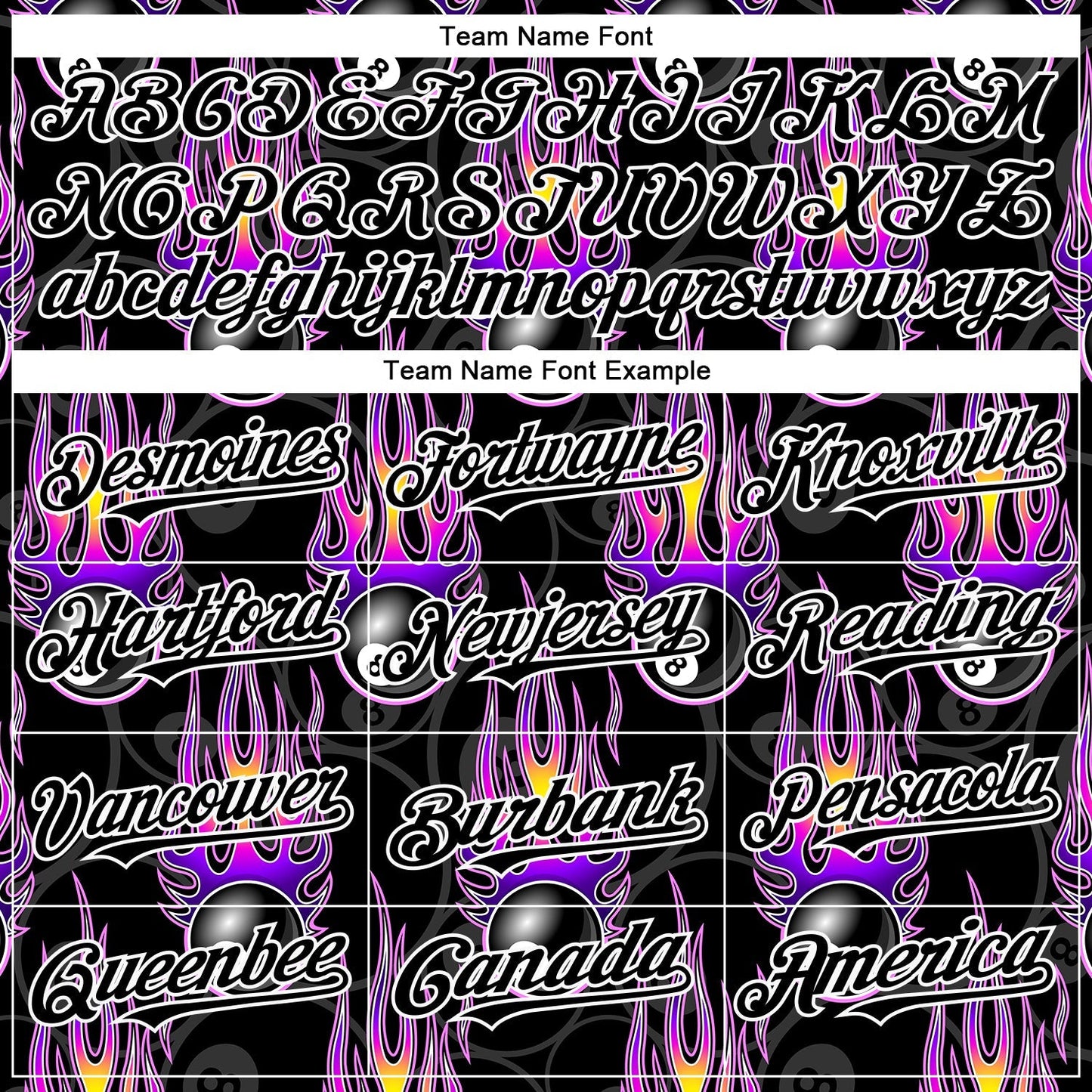 Custom Black White 3D Pattern Design Flaming Billiards Snooker 8 Ball Authentic Baseball Jersey baseball jersey product view 4