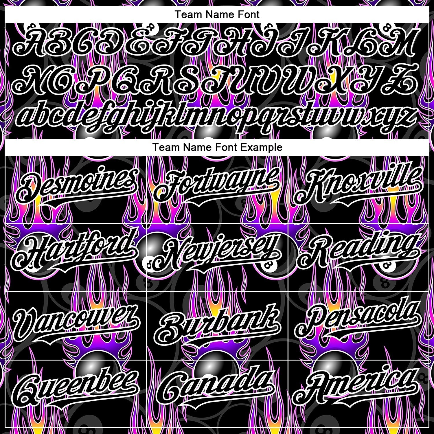 Custom Black White 3D Pattern Design Flaming Billiards Snooker 8 Ball Authentic Baseball Jersey baseball jersey product view 4