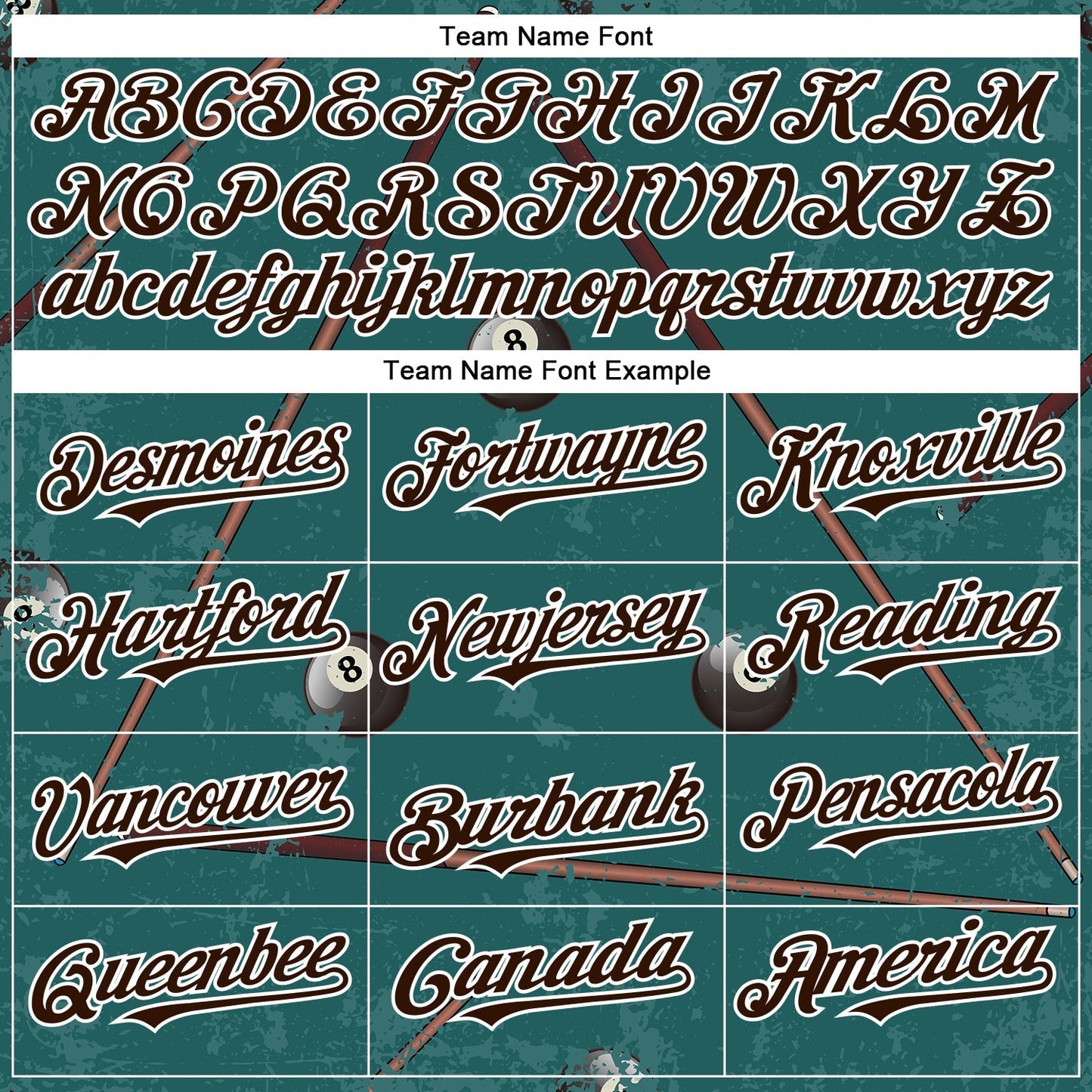 Custom Midnight Green Brown-White 3D Pattern Design Billiards Snooker 8 Ball Authentic Baseball Jersey baseball jersey product view 4