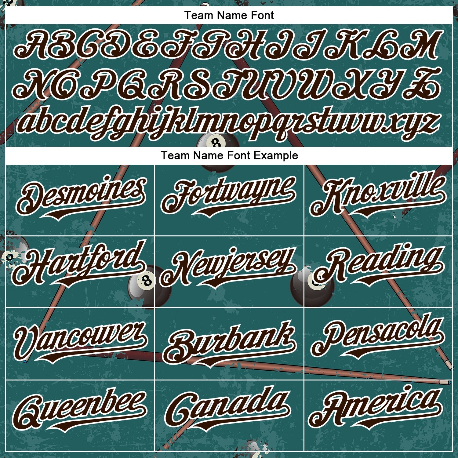 Custom Midnight Green Brown-White 3D Pattern Design Billiards Snooker 8 Ball Authentic Baseball Jersey baseball jersey product view 4
