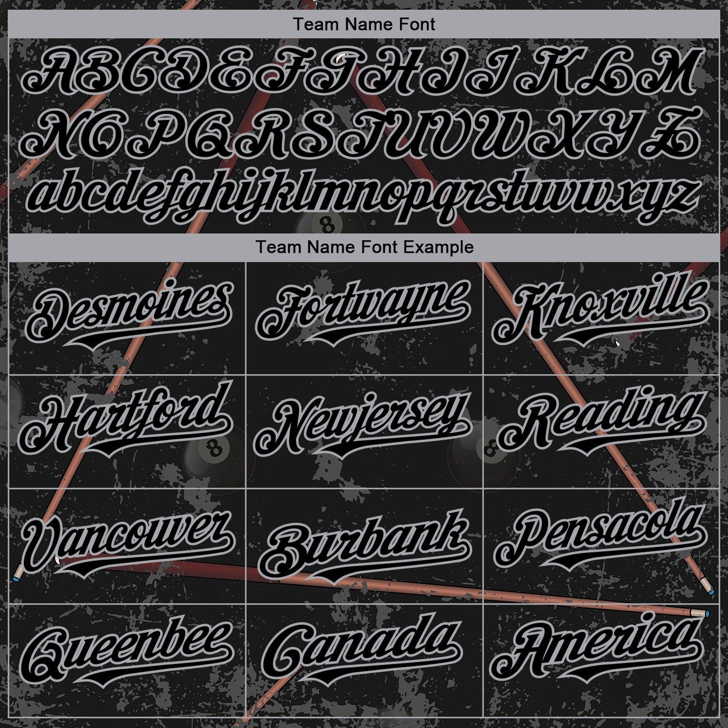 Custom Black Gray 3D Pattern Design Billiards Snooker 8 Ball Authentic Baseball Jersey baseball jersey product view 4