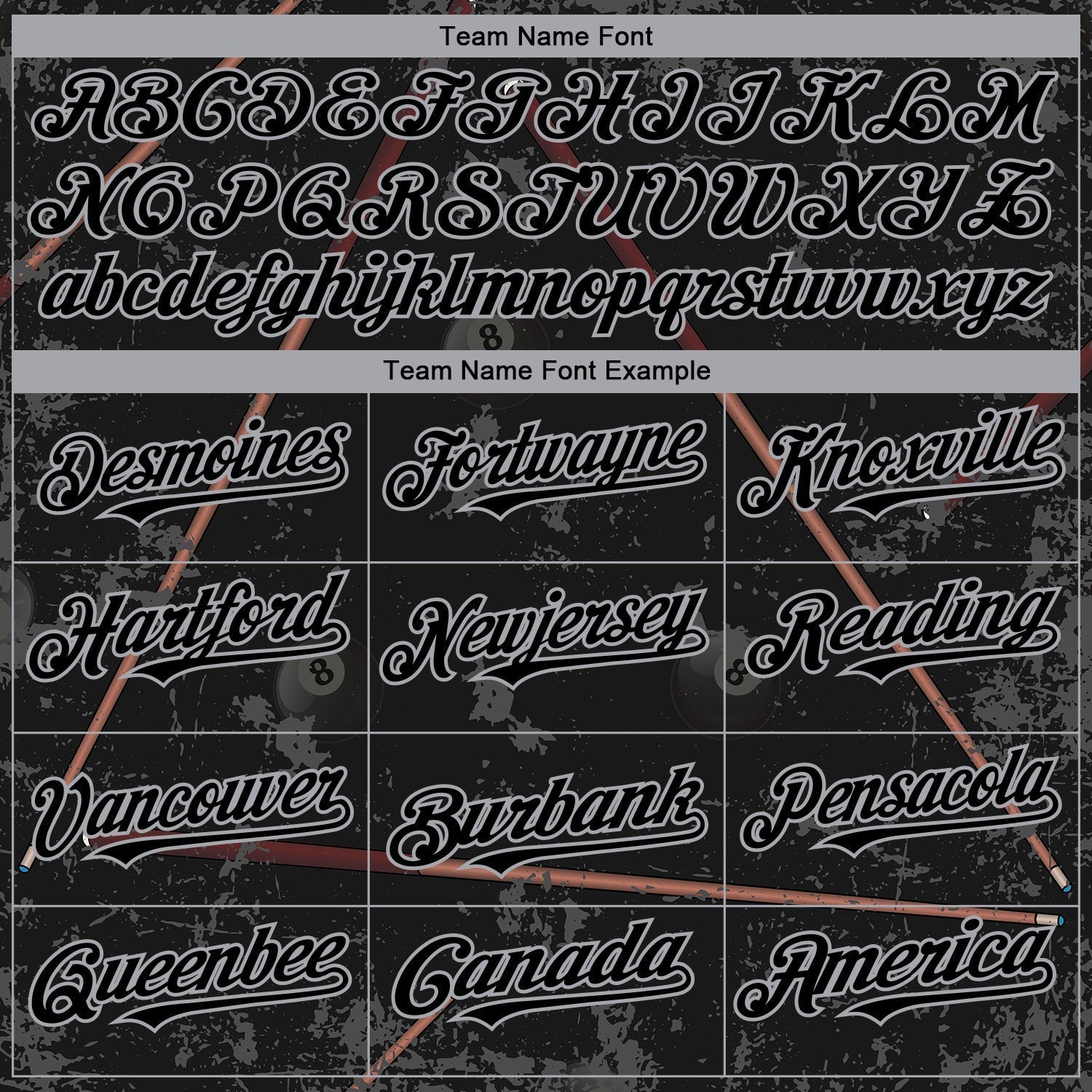 Custom Black Gray 3D Pattern Design Billiards Snooker 8 Ball Authentic Baseball Jersey baseball jersey product view 4