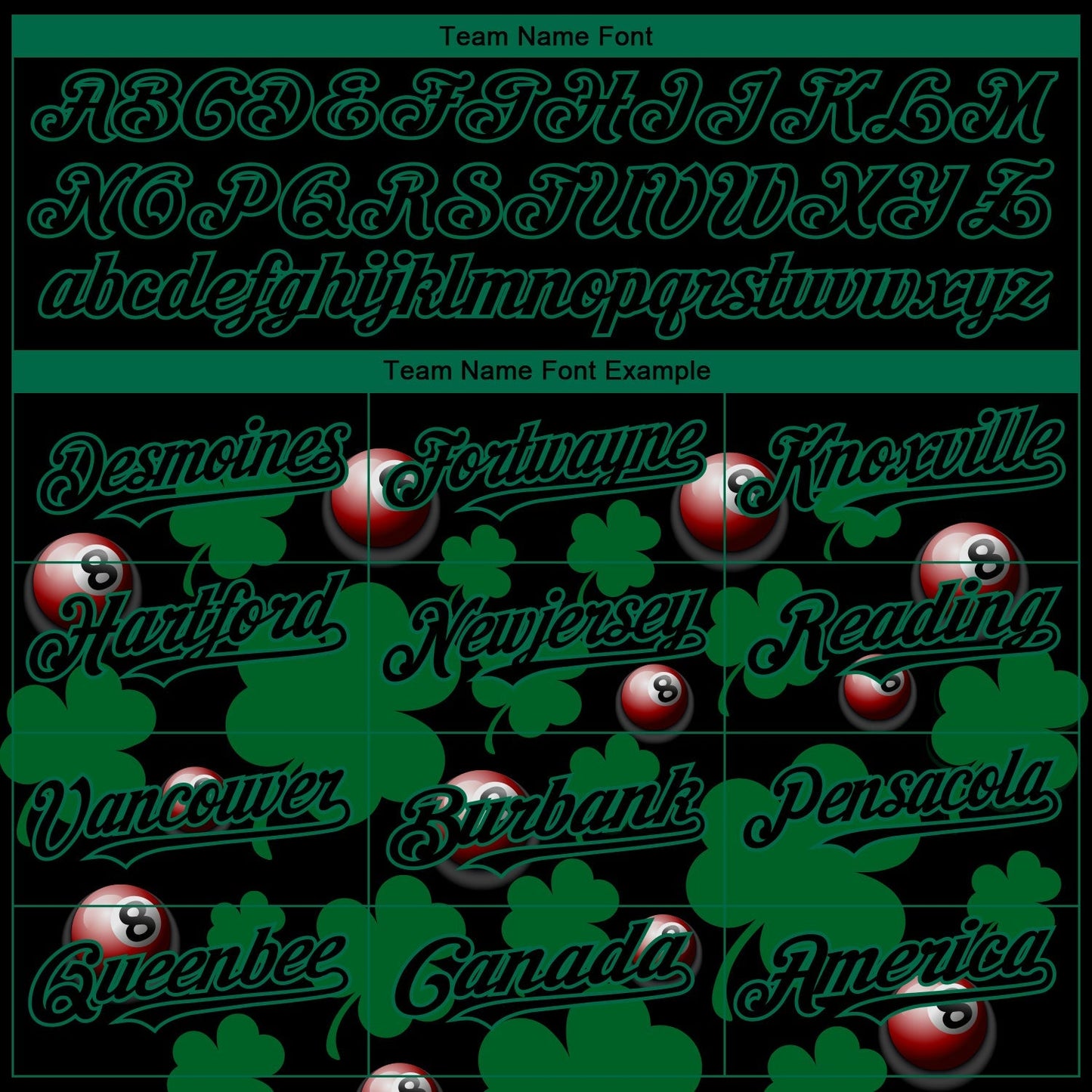 Custom Black Green 3D Pattern Design Clovers And Billiards Balls St. Patrick's Day Authentic Baseball Jersey baseball jersey product view 4