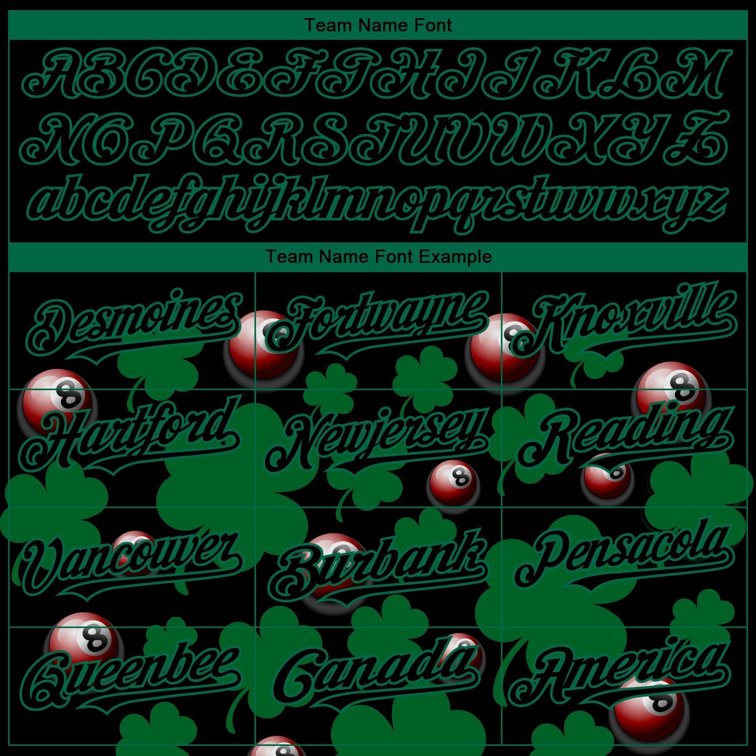 Custom Black Green 3D Pattern Design Clovers And Billiards Balls St. Patrick's Day Authentic Baseball Jersey baseball jersey product view 4