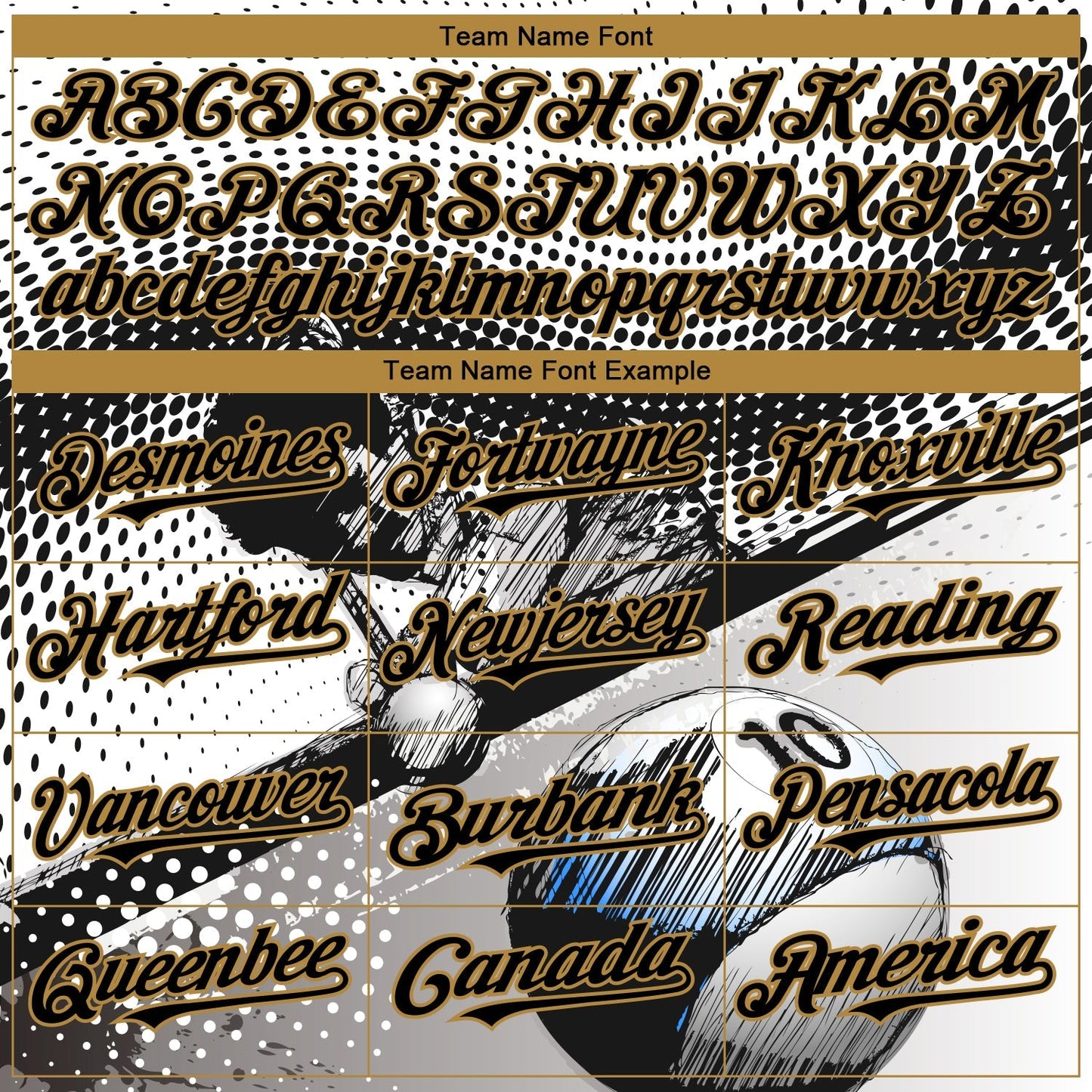 Custom White Black-Old Gold 3D Pattern Design Billiards Authentic Baseball Jersey baseball jersey product view 4