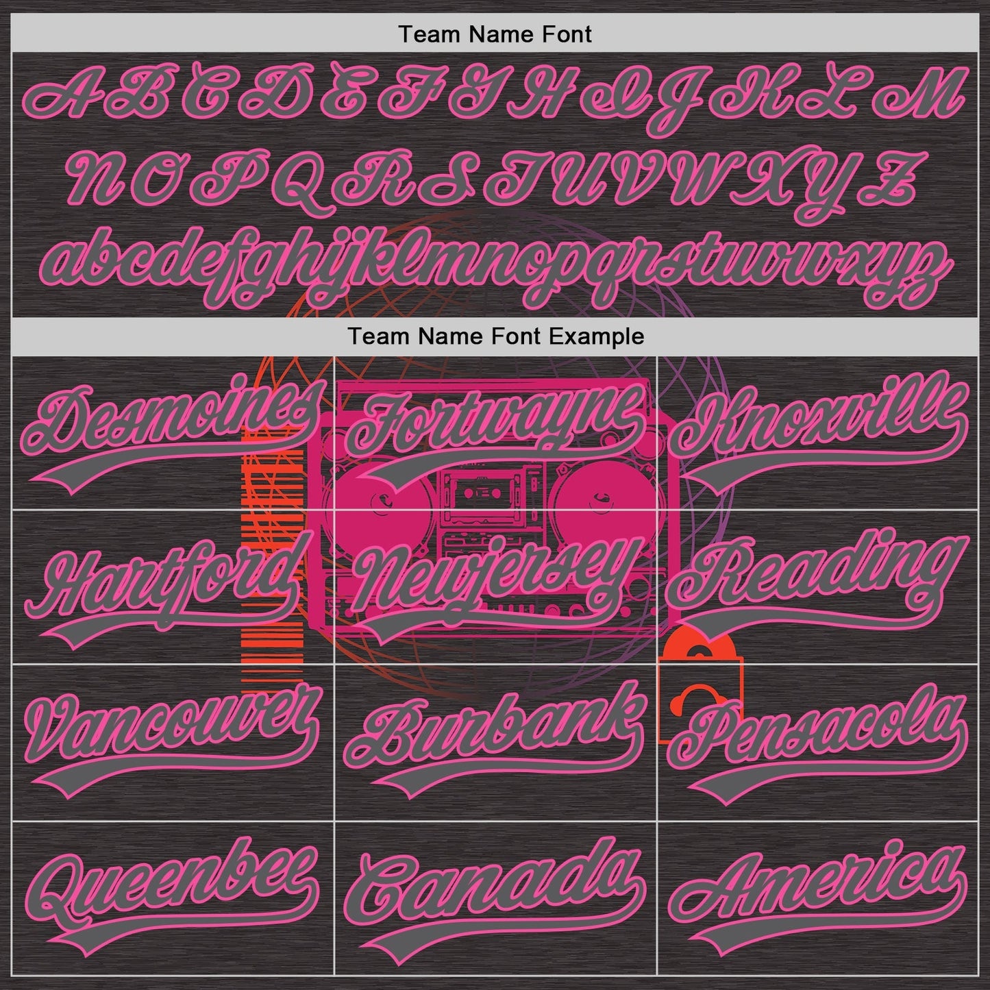 Custom Steel Gray Pink 3D Pattern Design Music Festival Old School Music Authentic Baseball Jersey baseball jersey product view 4
