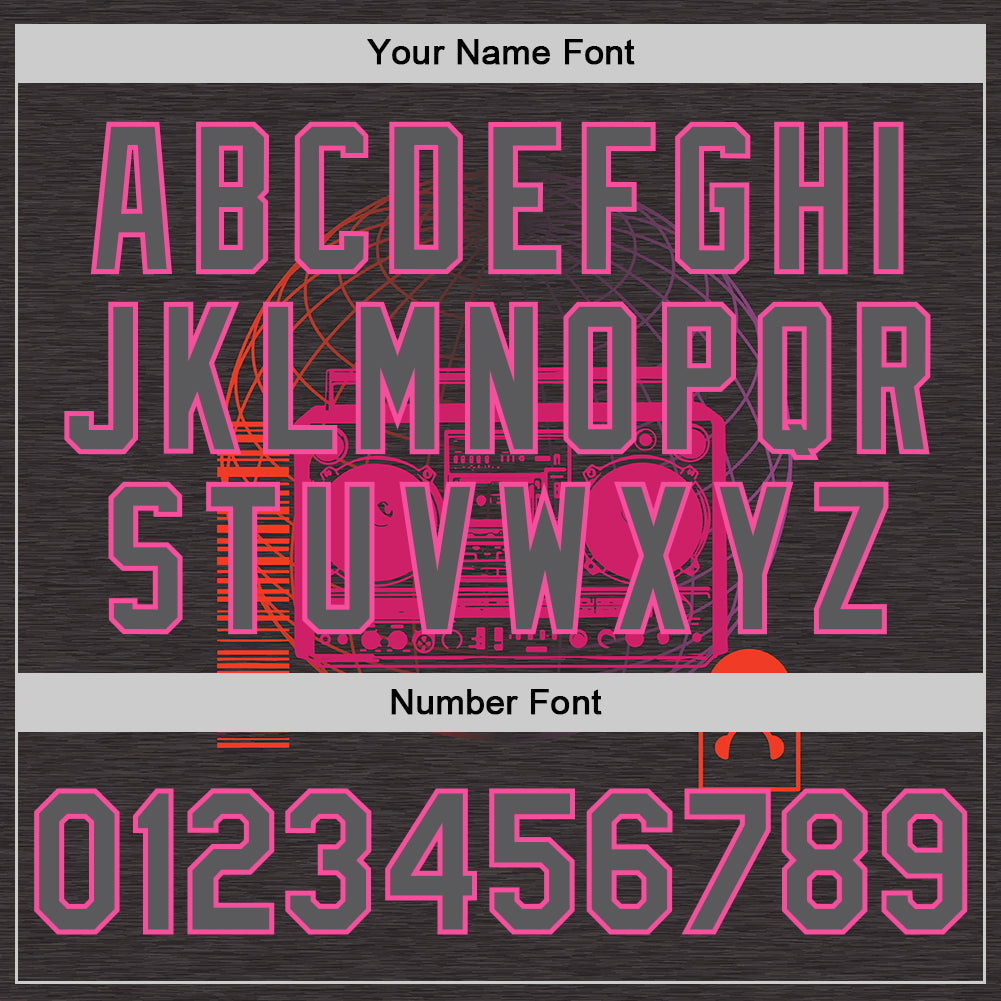 Custom Steel Gray Pink 3D Pattern Design Music Festival Old School Music Authentic Baseball Jersey baseball jersey product view 5