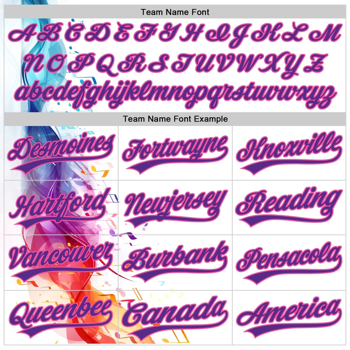 Custom White Purple-Pink 3D Pattern Design Music Festival Colorful Musical Notes Authentic Baseball Jersey baseball jersey product view 4
