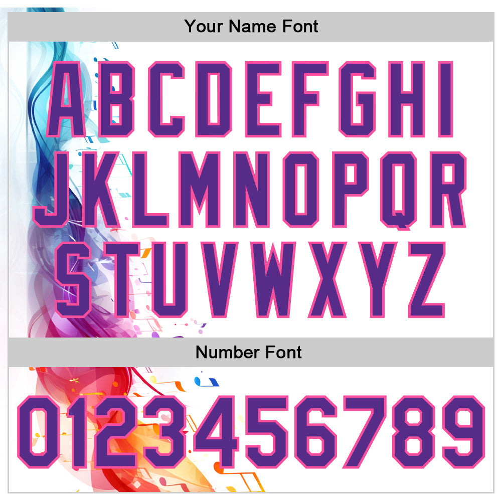 Custom White Purple-Pink 3D Pattern Design Music Festival Colorful Musical Notes Authentic Baseball Jersey baseball jersey product view 5