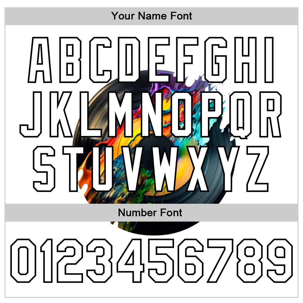 Custom White Black 3D Pattern Design Music Festival Record With Colorful Splatter Authentic Baseball Jersey baseball jersey product view 5