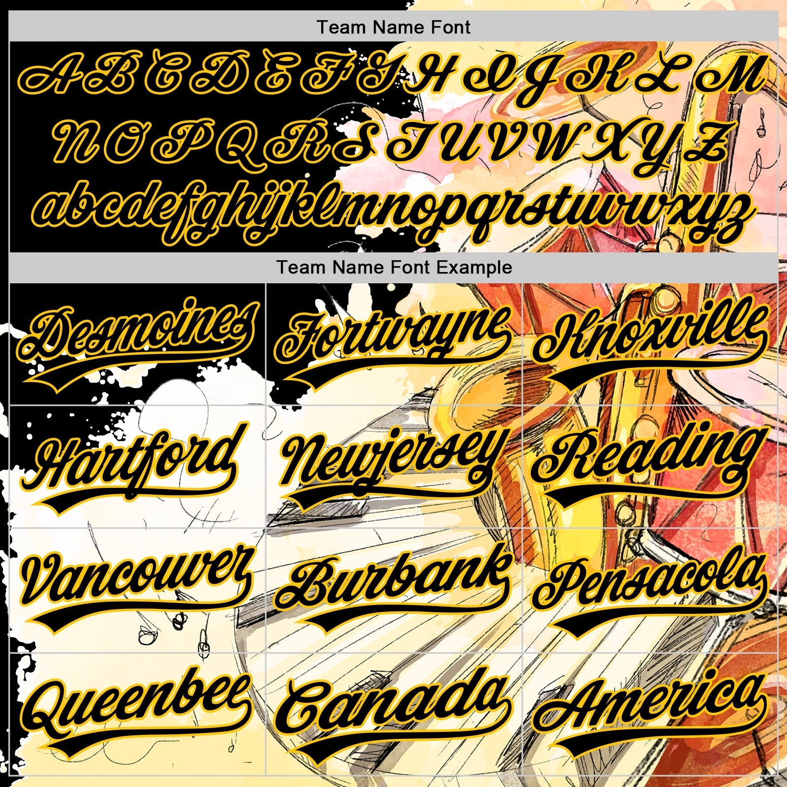 Custom White Black-Yellow 3D Pattern Design Music Festival Watercolor International Jazz Day Authentic Baseball Jersey baseball jersey product view 4