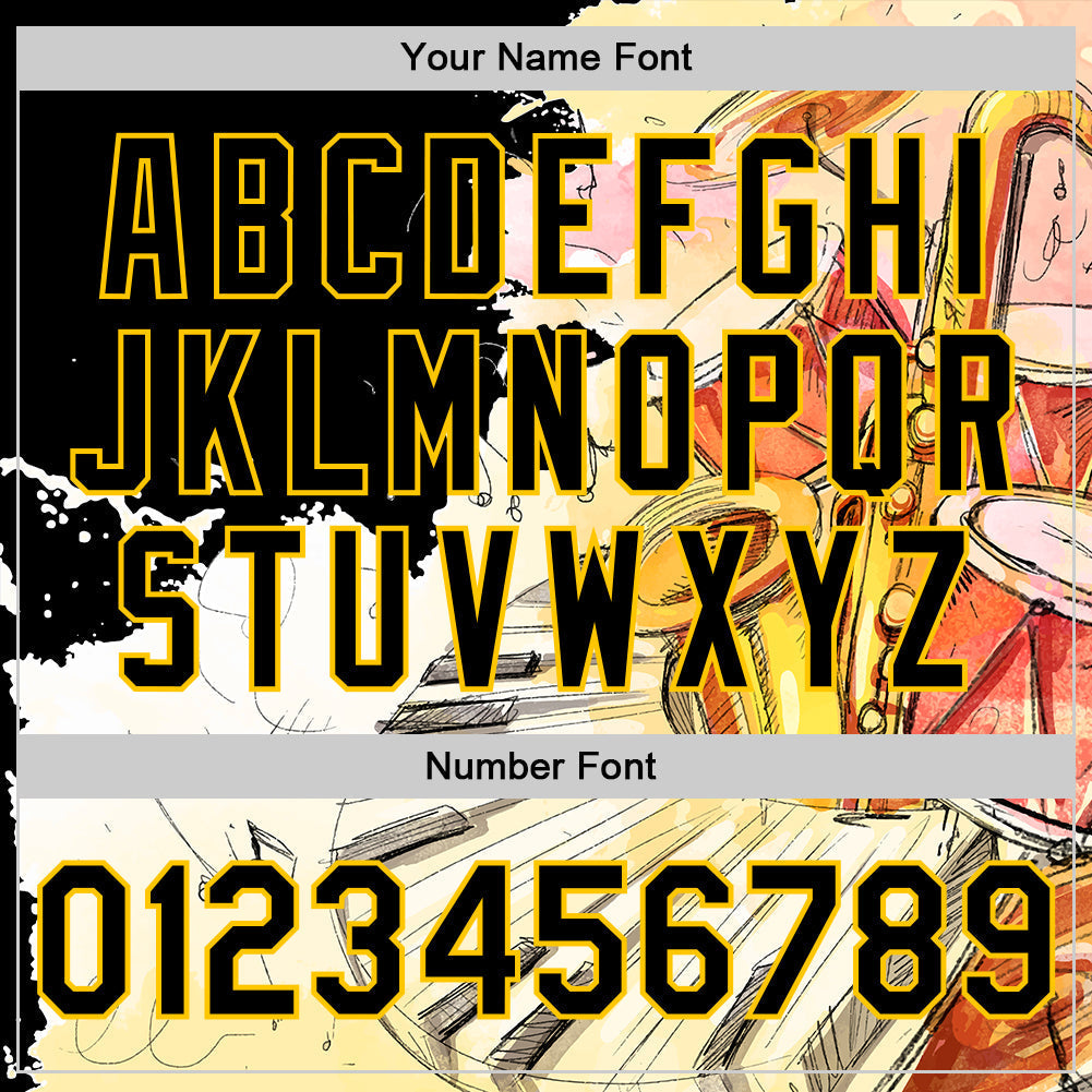 Custom White Black-Yellow 3D Pattern Design Music Festival Watercolor International Jazz Day Authentic Baseball Jersey baseball jersey product view 5