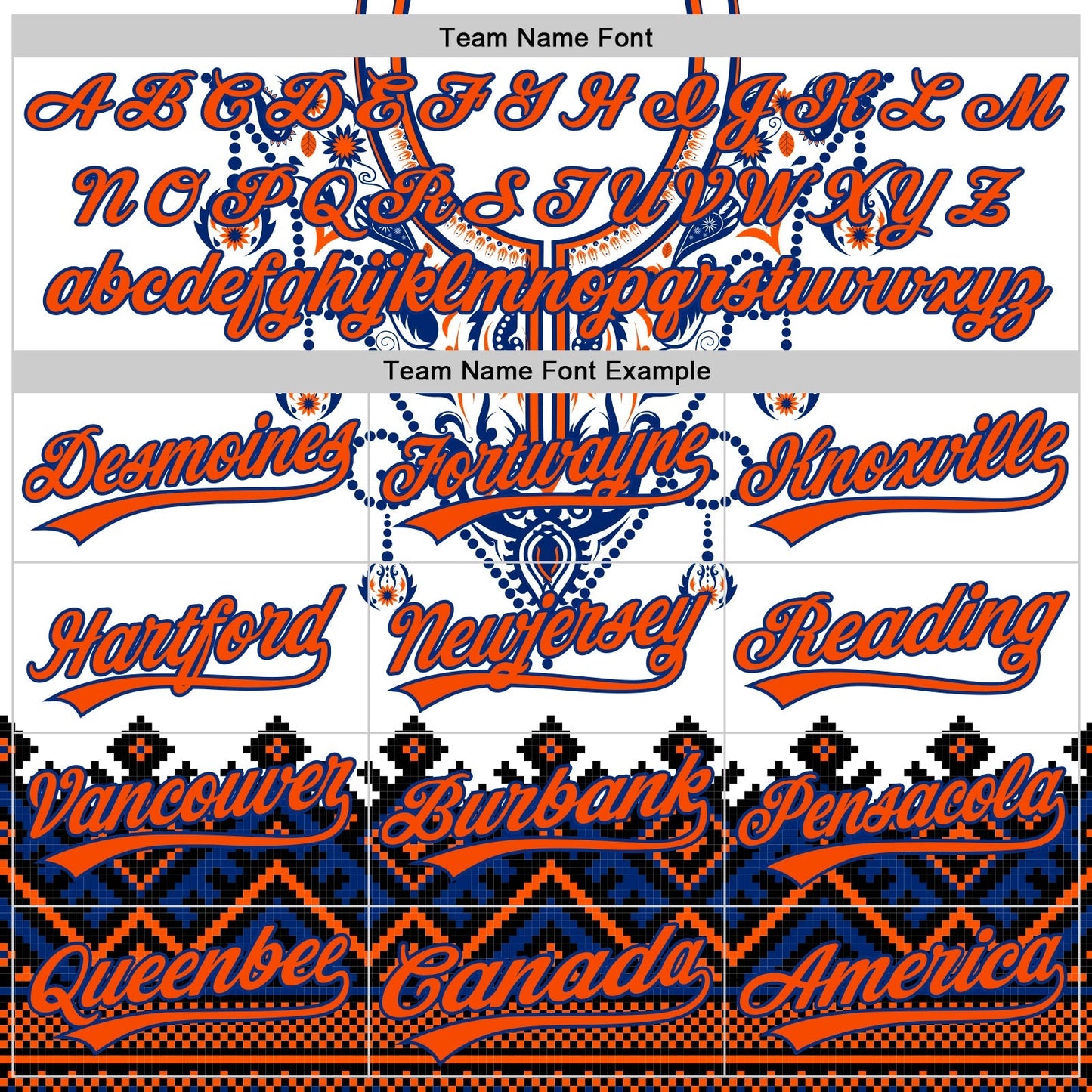Custom White Orange-Royal 3D Pattern Design Traditional African Ethnic Style Authentic Baseball Jersey baseball jersey product view 3