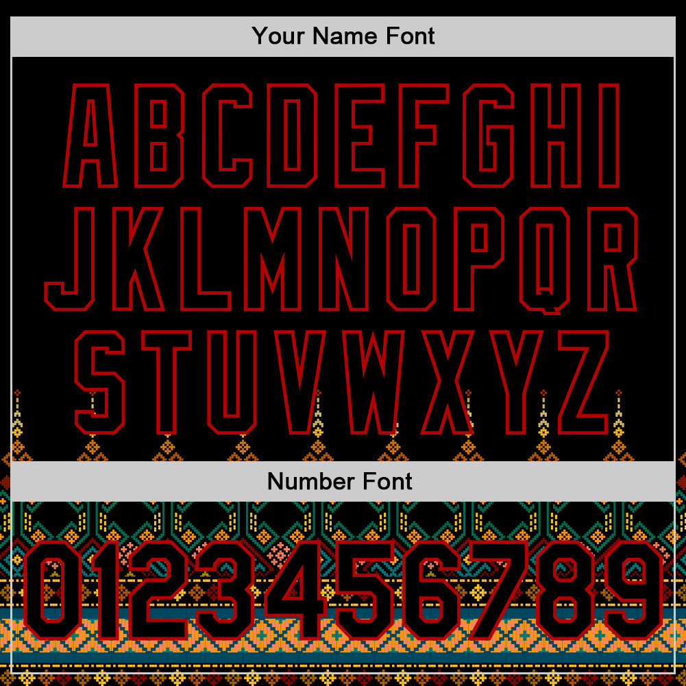 Custom Black Red 3D Pattern Design Traditional African Ethnic Style Authentic Baseball Jersey baseball jersey product view 4