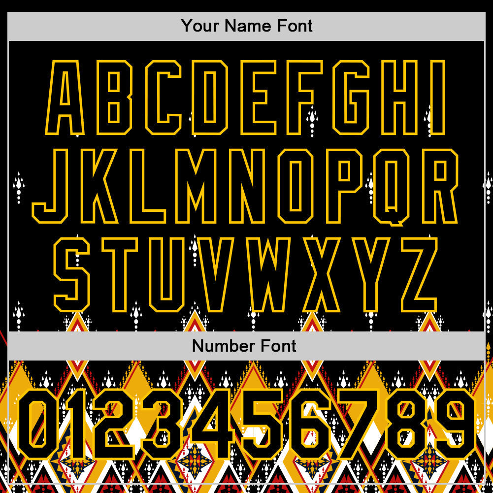 Custom Black Yellow 3D Pattern Design Geometric African Ethnic Style Authentic Baseball Jersey baseball jersey product view 4