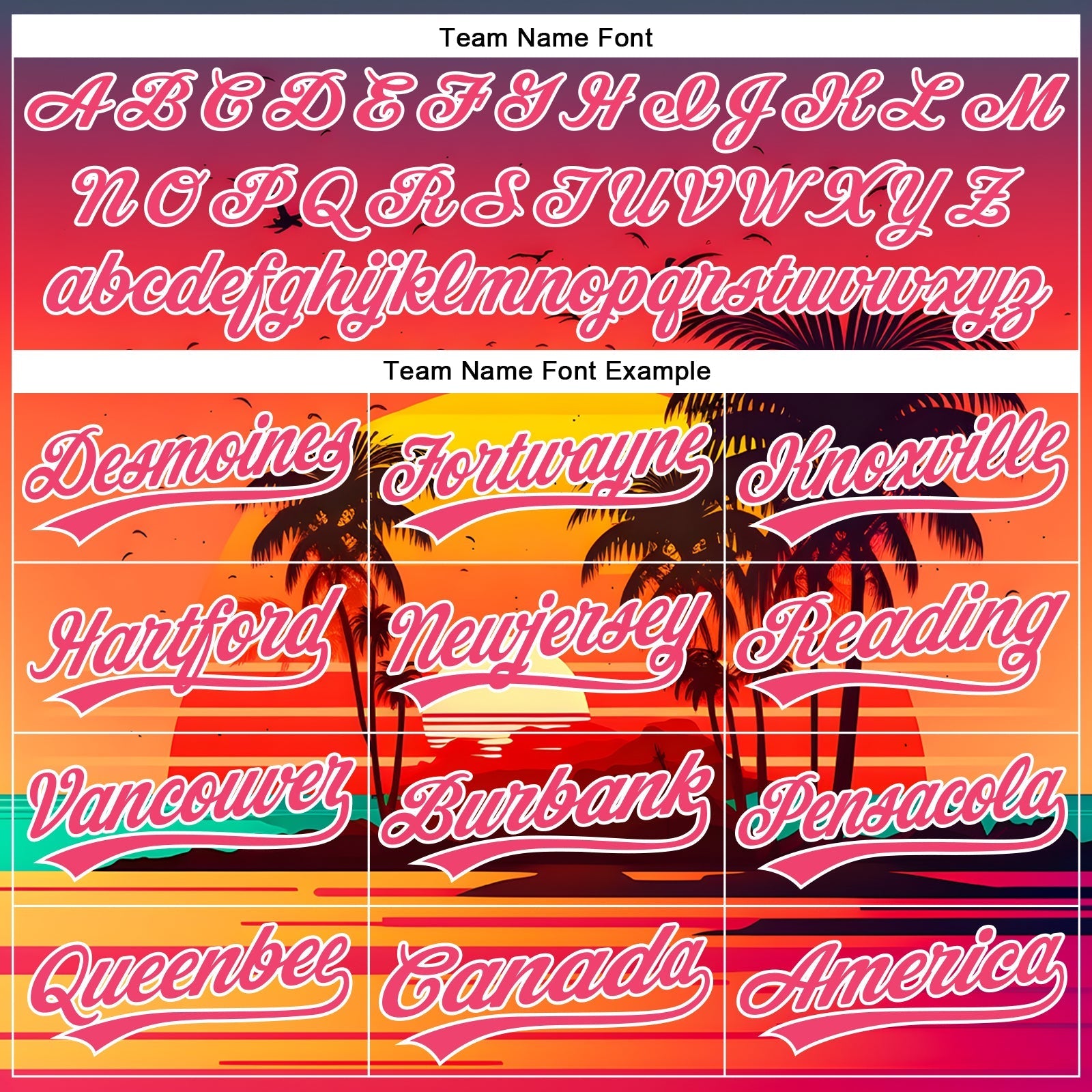 Custom Neon Pink White 3D Pattern Design Hawaii Palm Trees And Beach Sunrise Authentic Baseball Jersey baseball jersey product view 4