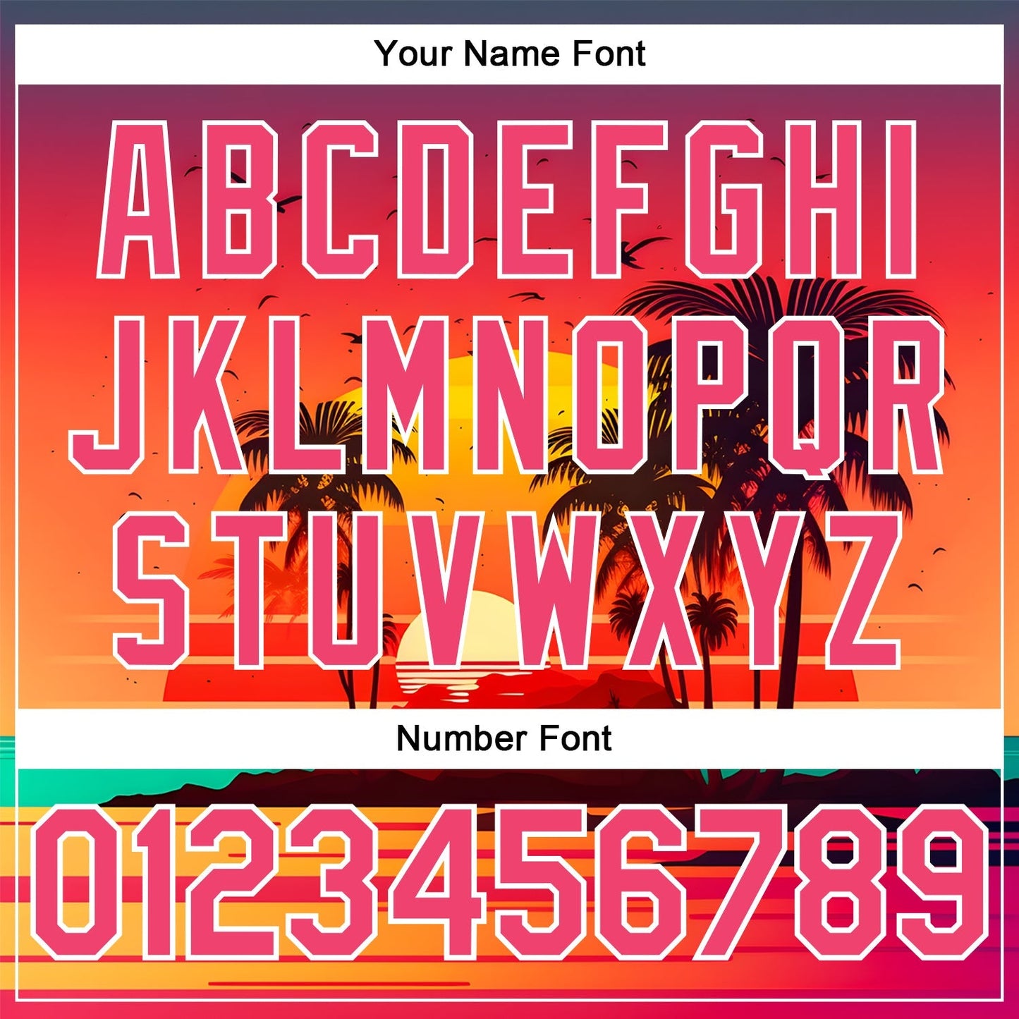 Custom Neon Pink White 3D Pattern Design Hawaii Palm Trees And Beach Sunrise Authentic Baseball Jersey baseball jersey product view 5
