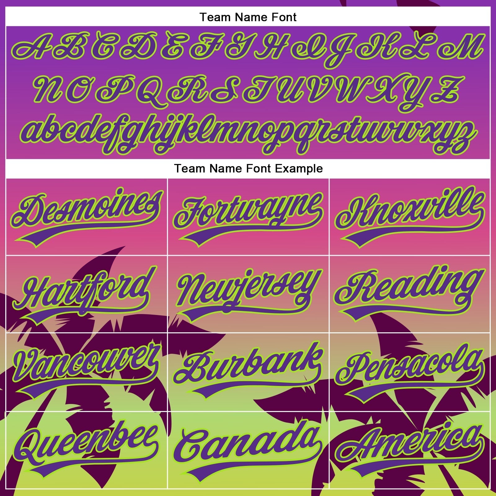 Custom Purple Neon Green 3D Pattern Design Hawaii Palm Trees Authentic Baseball Jersey baseball jersey product view 4