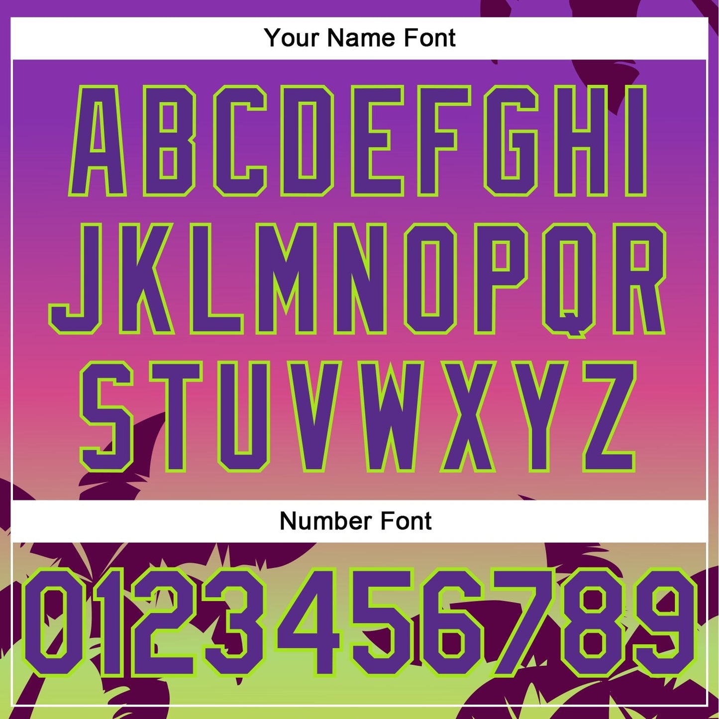 Custom Purple Neon Green 3D Pattern Design Hawaii Palm Trees Authentic Baseball Jersey baseball jersey product view 5