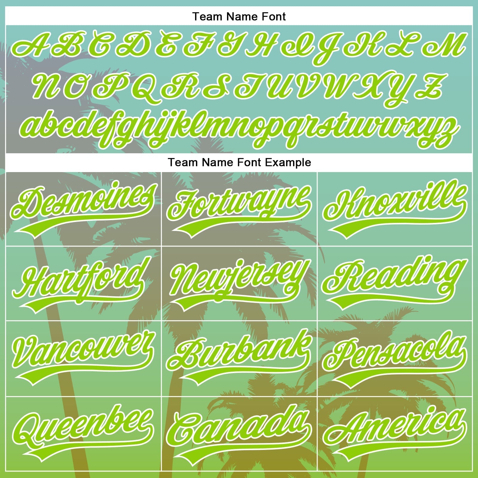 Custom Aqua Neon Green-White 3D Pattern Design Hawaii Palm Trees Authentic Baseball Jersey baseball jersey product view 4